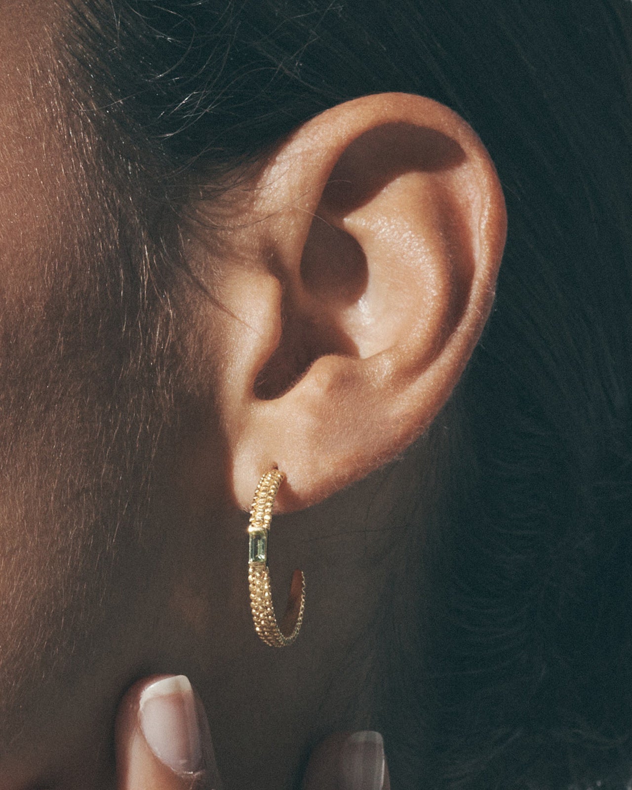 Temple of the Sun Vashti Hoop Earrings Peridot Gold Vermeil