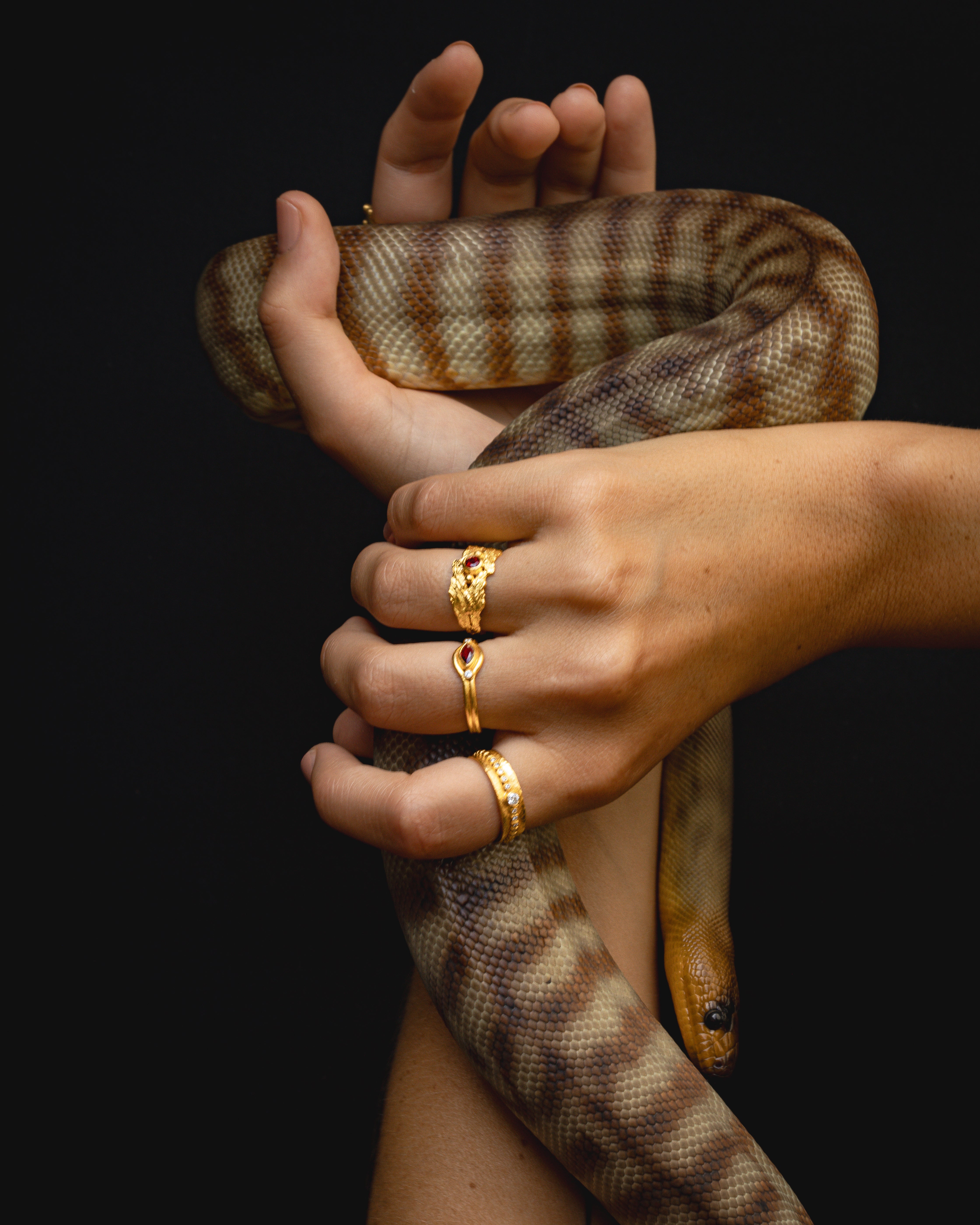 Temple of the Sun Verbena Wide Ring Ruby Solid Gold