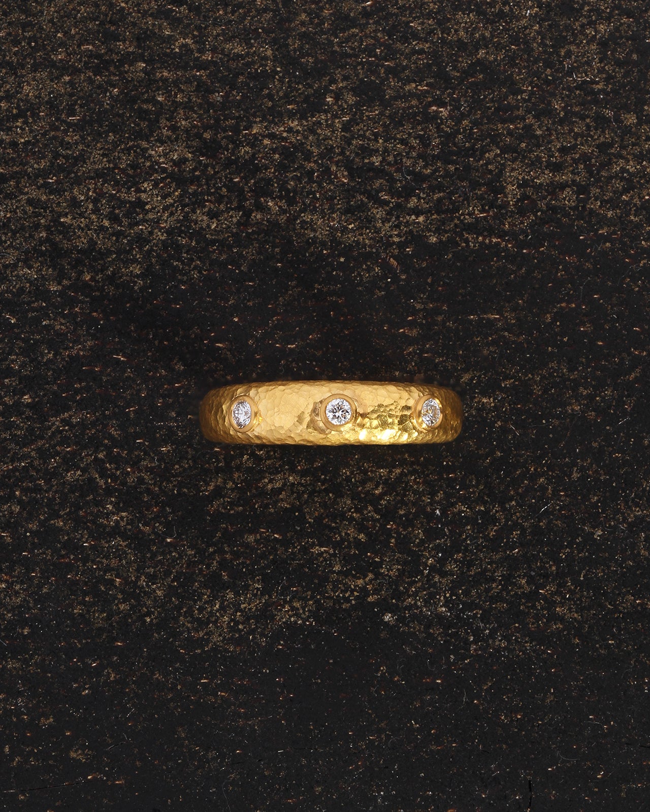 Temple of the Sun Vesper Hammered Ring Diamond Solid Gold