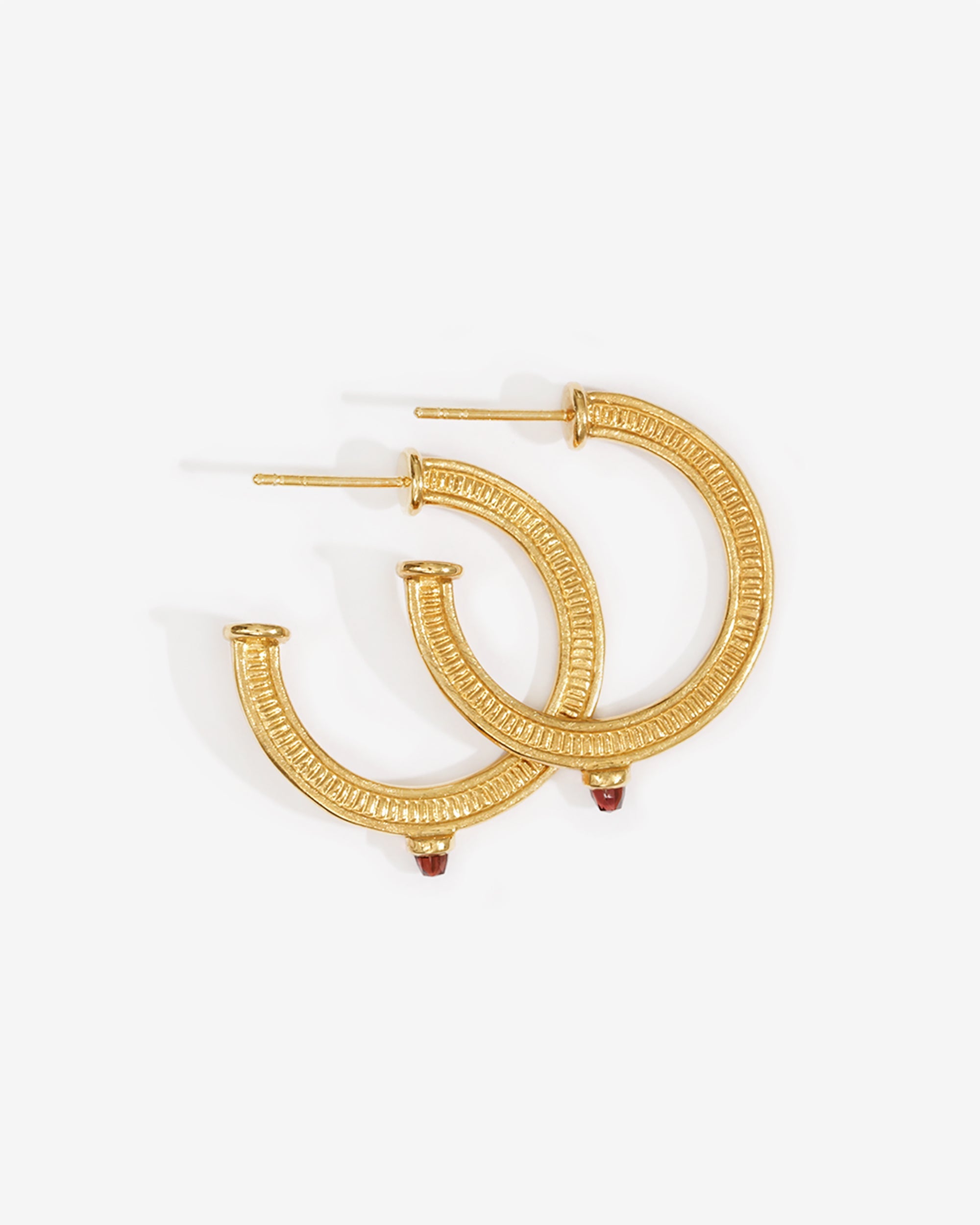 Temple of the Sun Vulcan Hoop Earrings Gold Vermeil