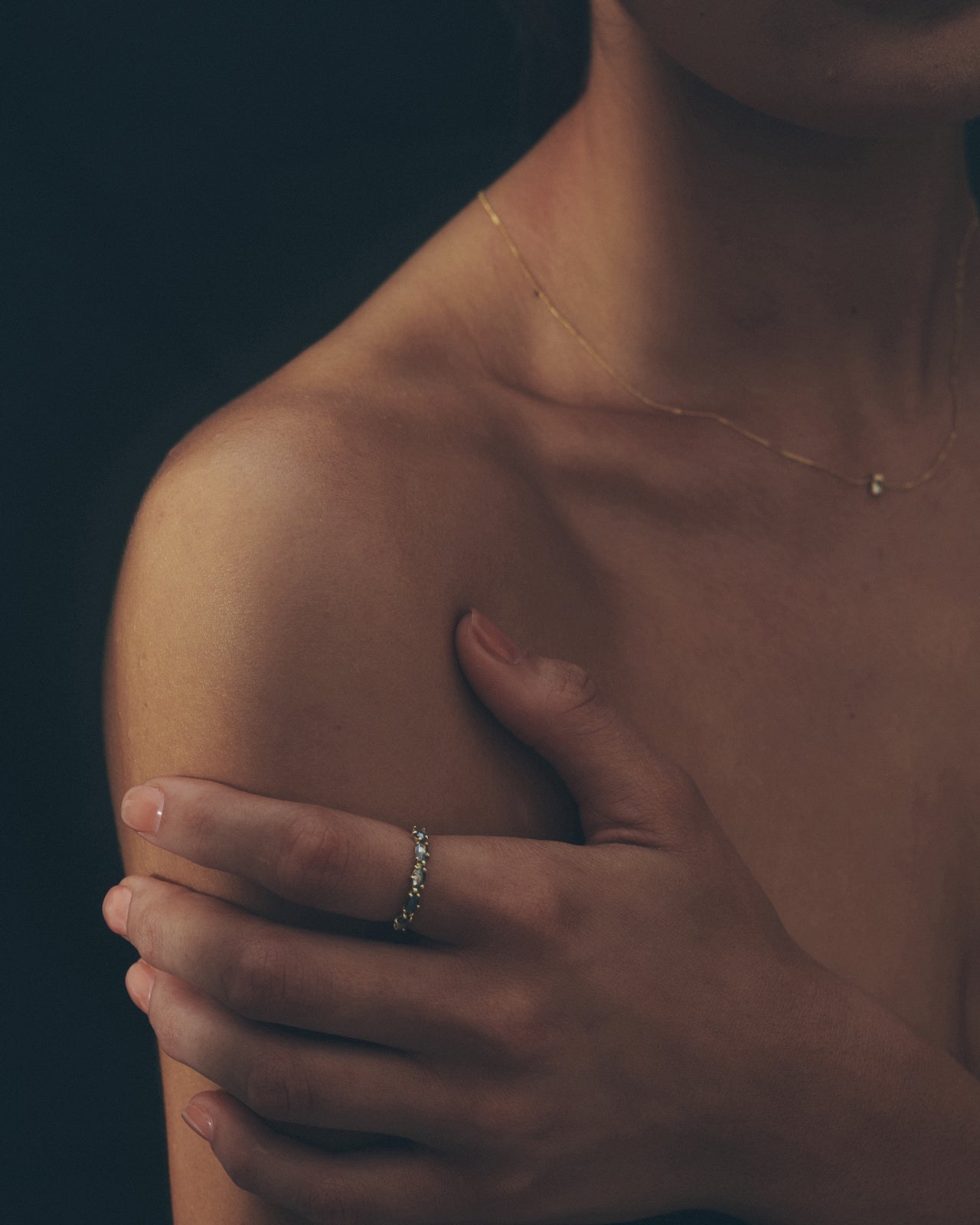 Temple of the Sun Aurora Ring Salt & Pepper Diamond Solid Gold