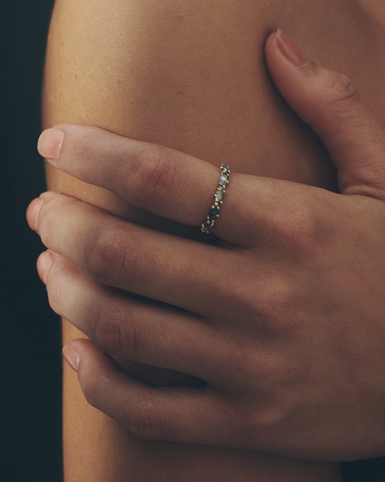 Temple of the Sun Aurora Ring Salt & Pepper Diamond Solid Gold