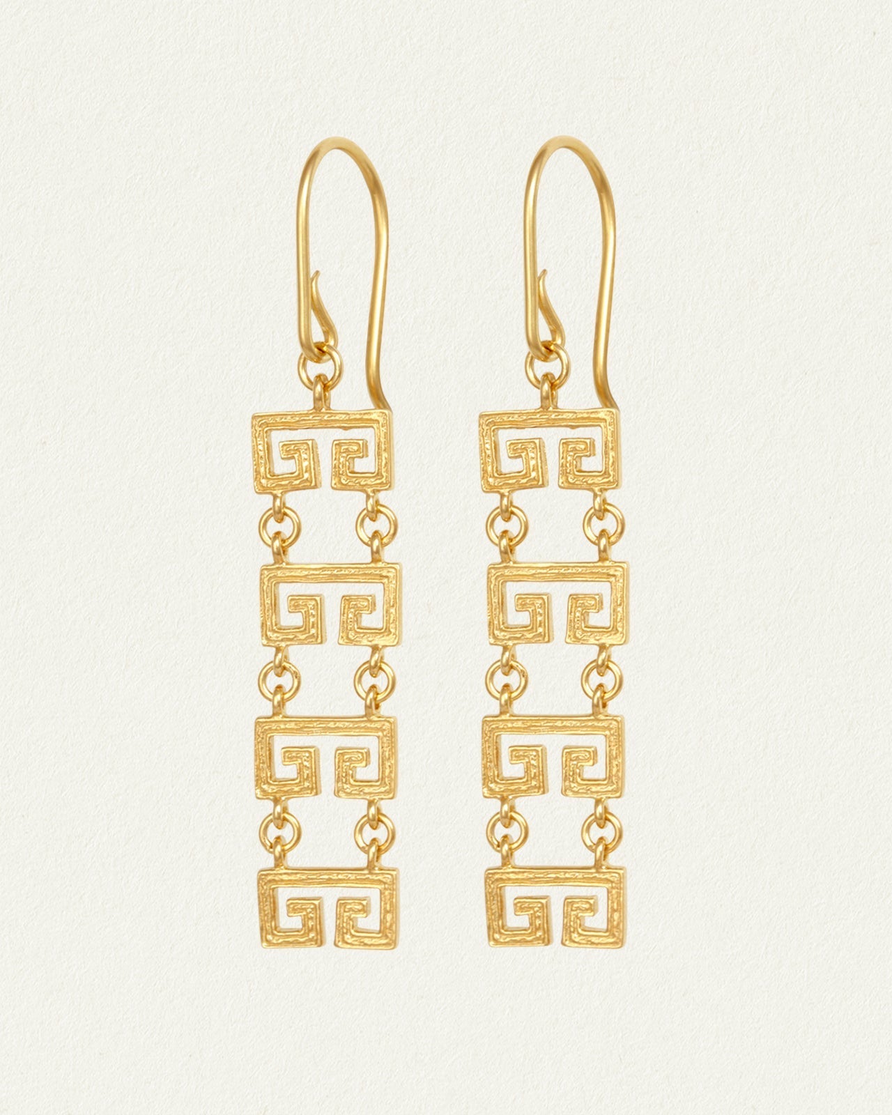 Greek key shop earrings gold