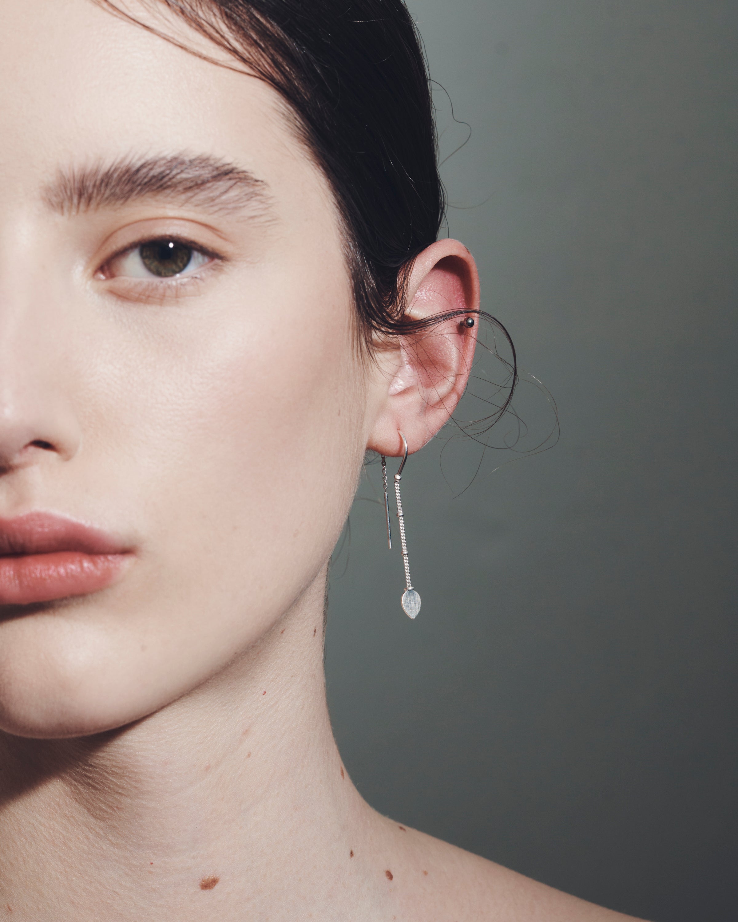 Hanging Lotus Earrings Silver