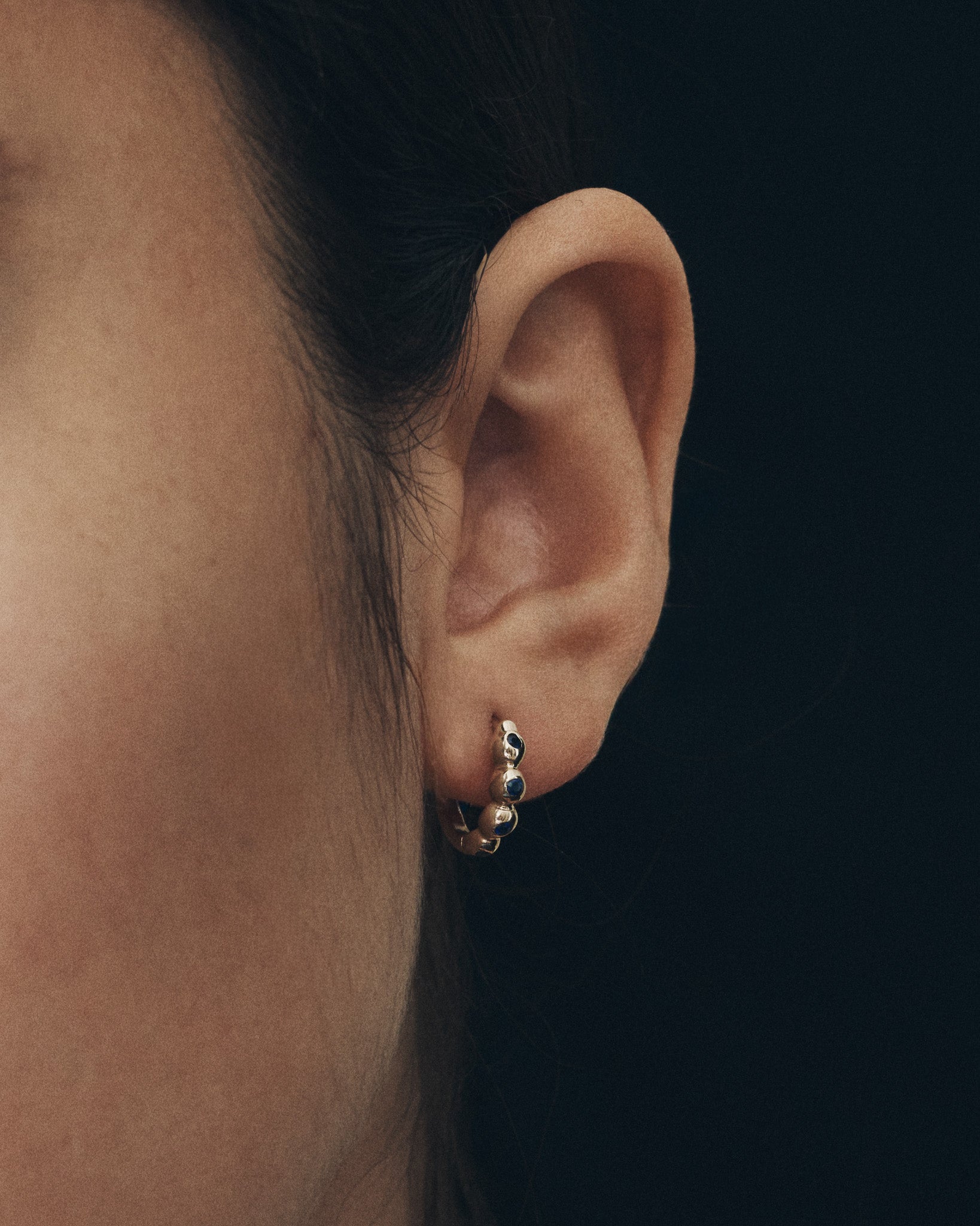 Ayana Huggies Sapphire Solid Gold