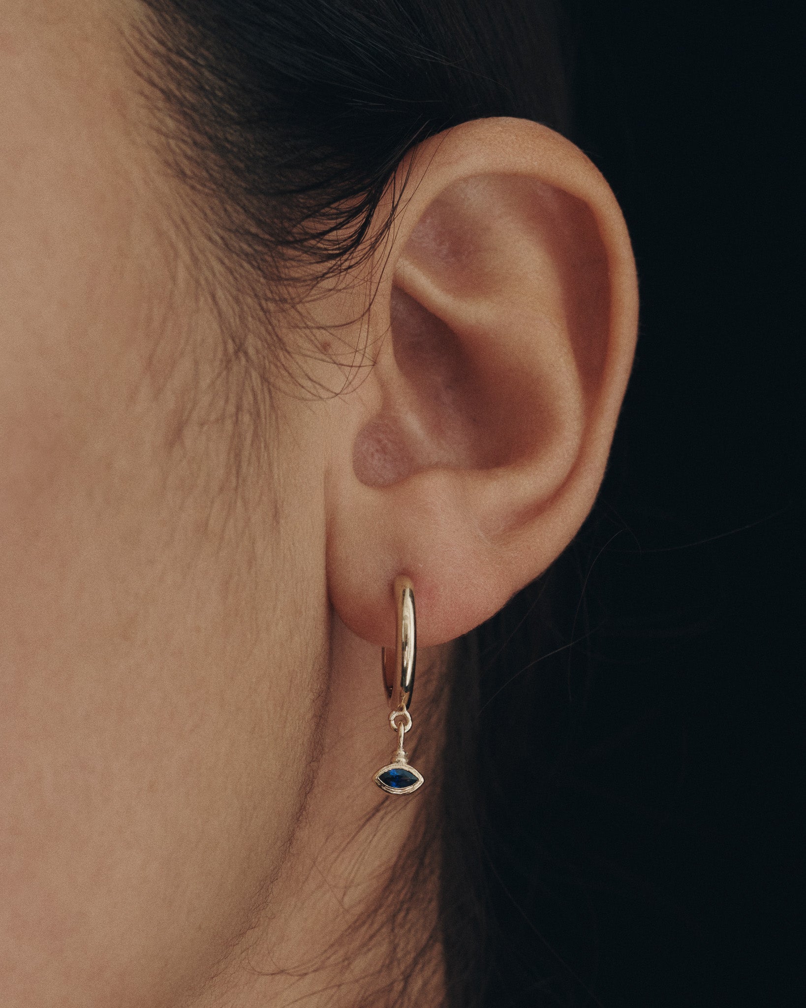 Relic Marquise Drop Earrings Sapphire Solid Gold