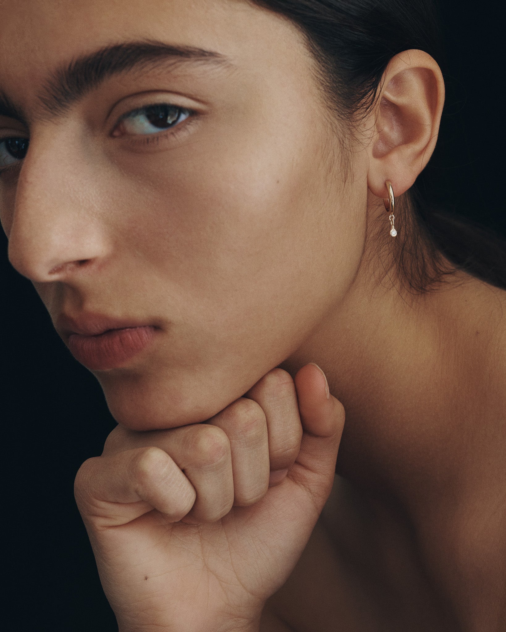 Relic Round Drop Earrings Diamond Solid Gold