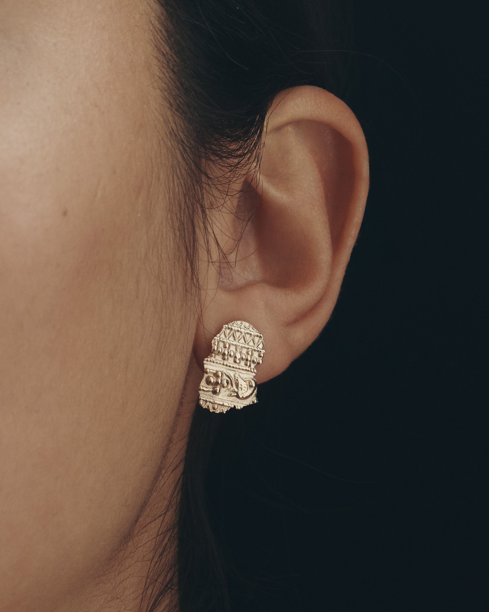 Relic VII Asymmetrical Earrings Solid Gold