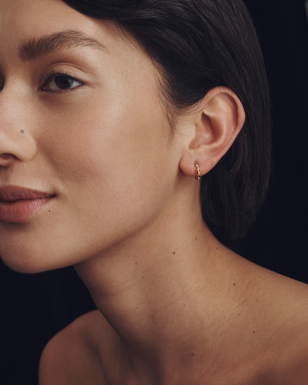 Hollis Bit Huggie Earrings - Gold