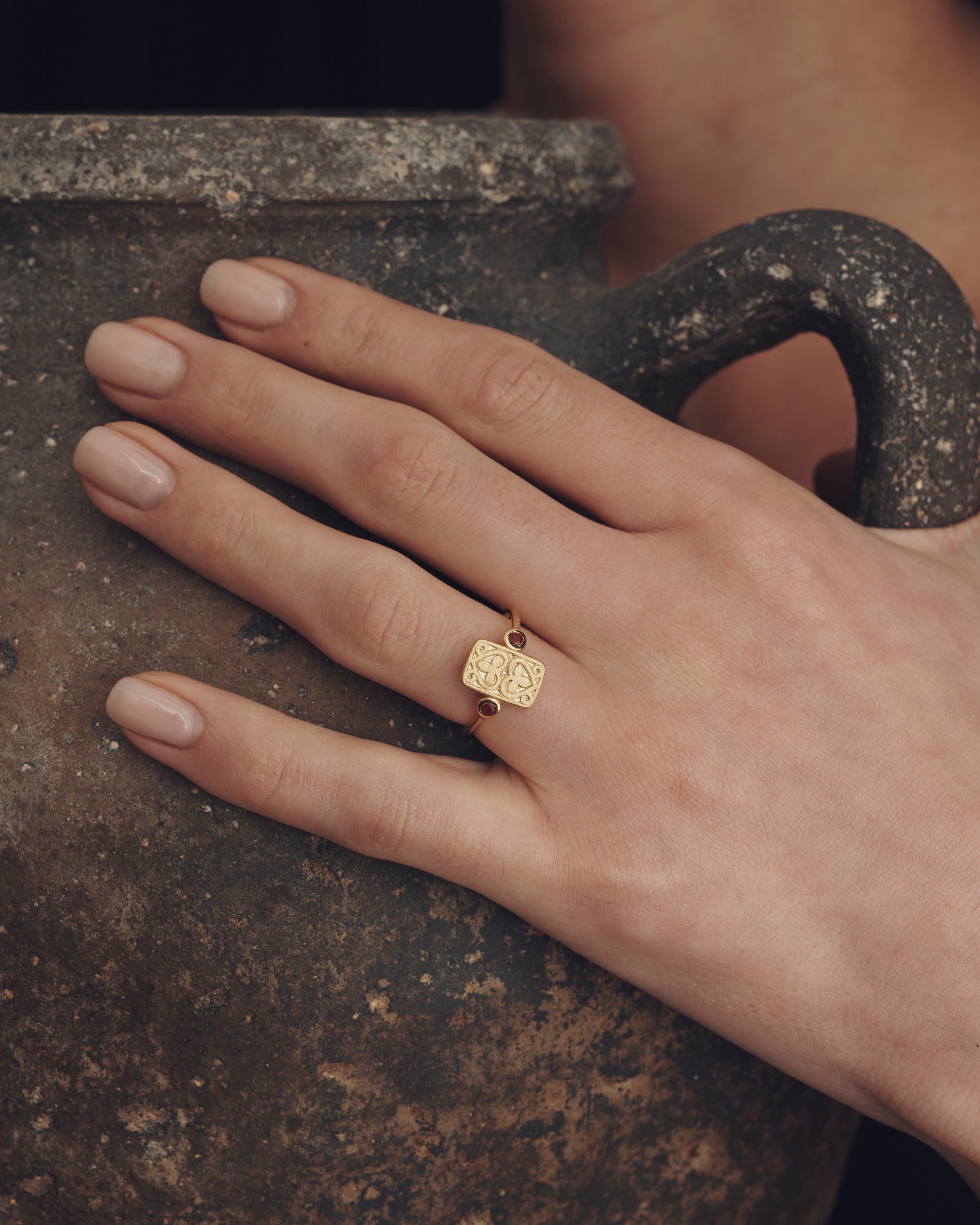 Ruby Seal Ring Gold Vermeil