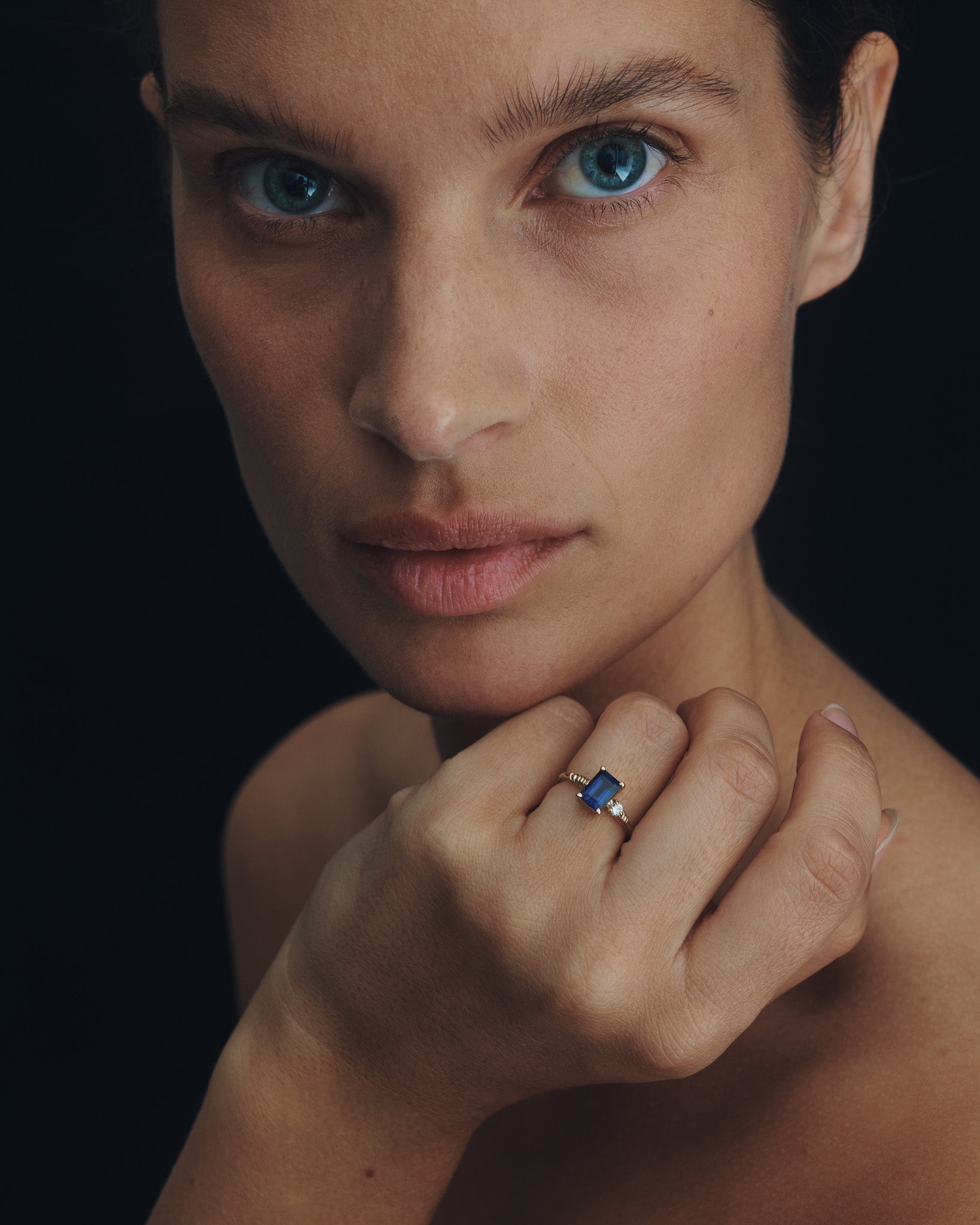 Twilight Ring Iolite Diamond Solid Gold