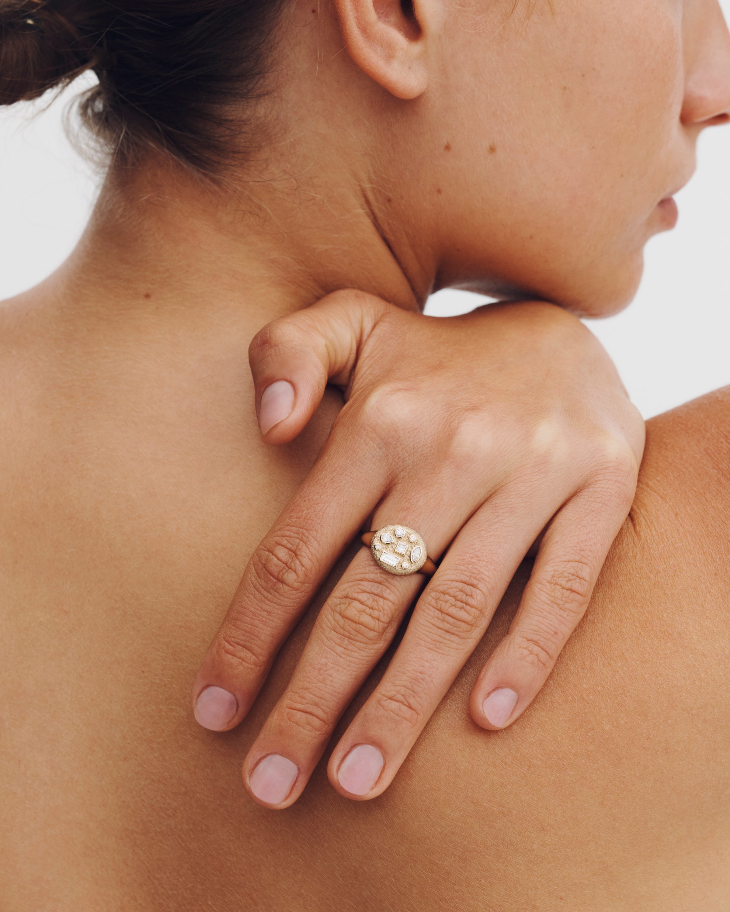 Mosaic Ring Cluster Diamond Solid Gold