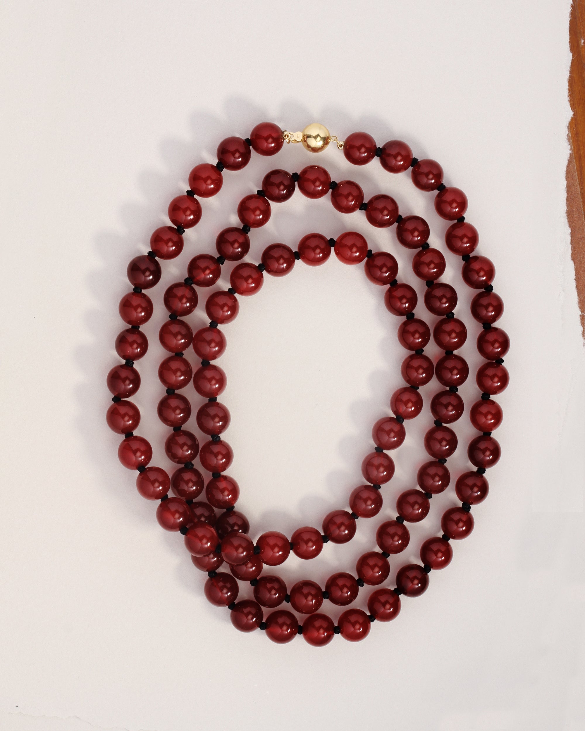 Aris Carnelian Beaded Necklace Solid Gold