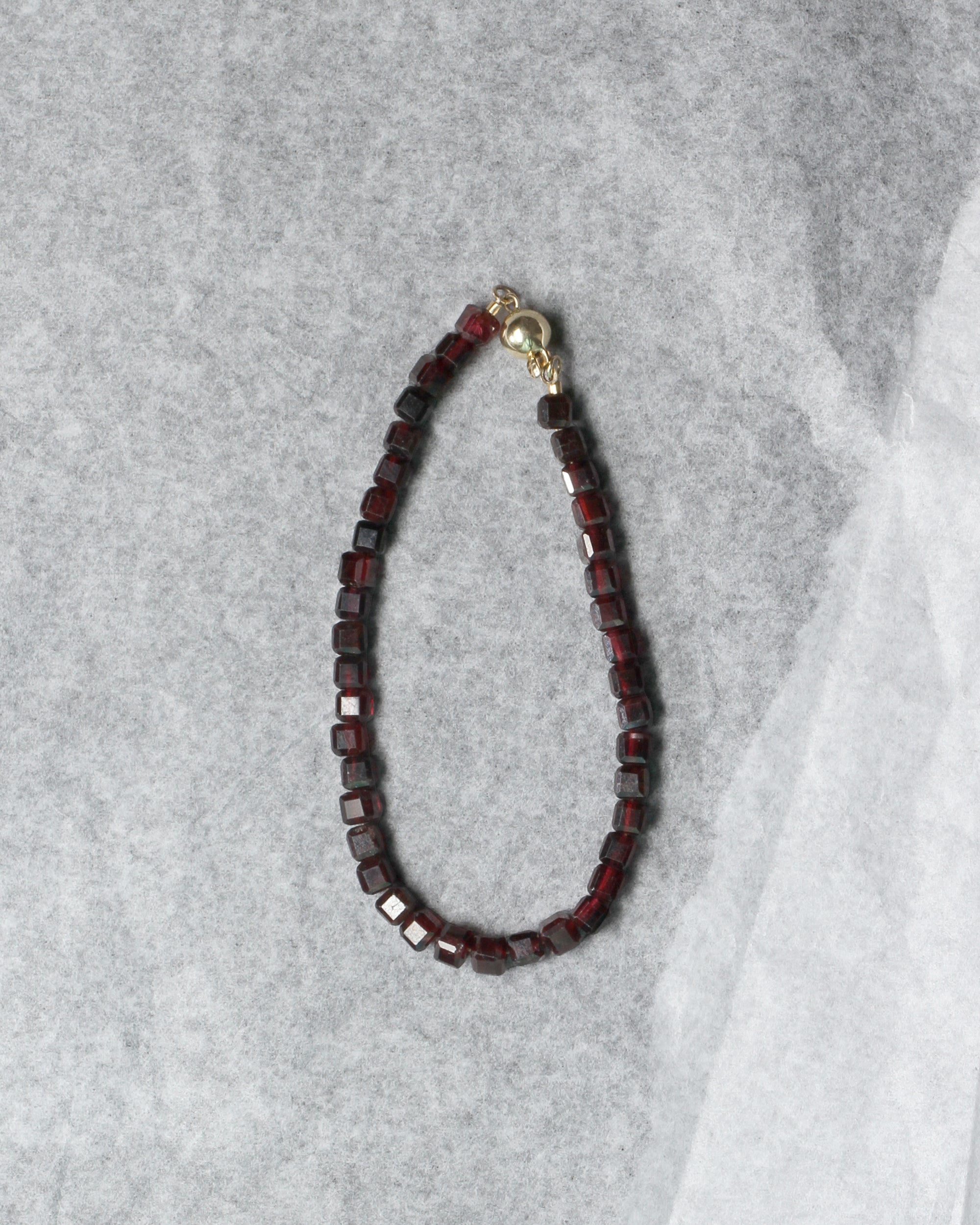 Lucien Garnet Bead Bracelet Solid Gold