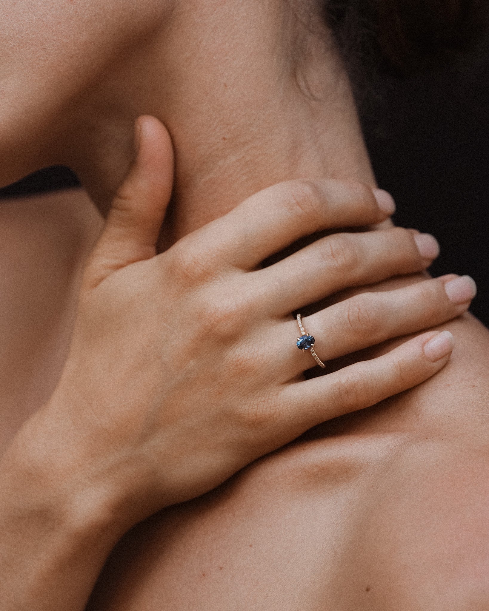 Adama Oval Ring 0.89ct Blue Spinel Diamond Solid Gold