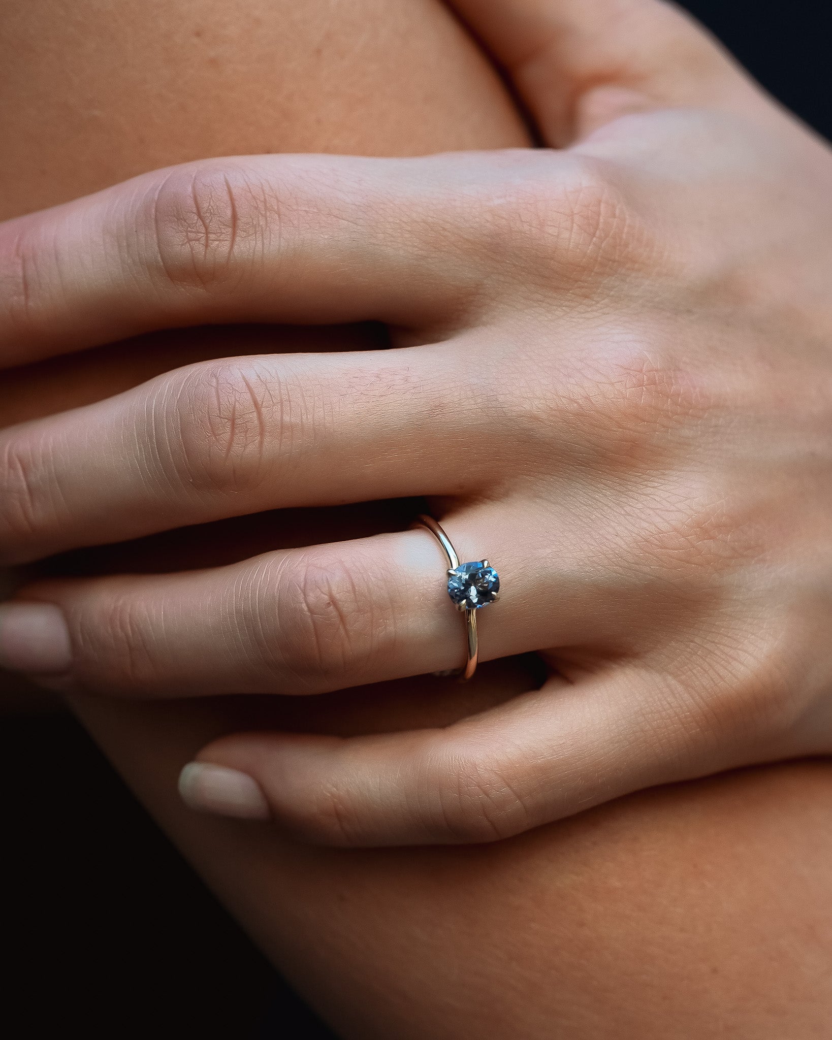 Adama Oval Ring Solitaire 0.9ct Blue Spinel Solid Gold