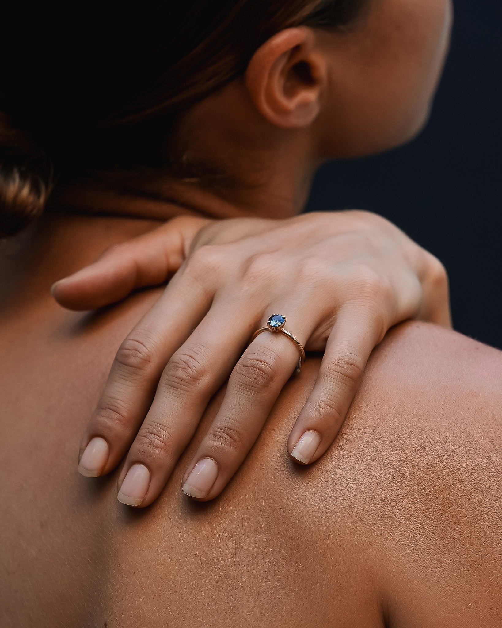 Adama Oval Ring Solitaire 0.9ct Blue Spinel Solid Gold