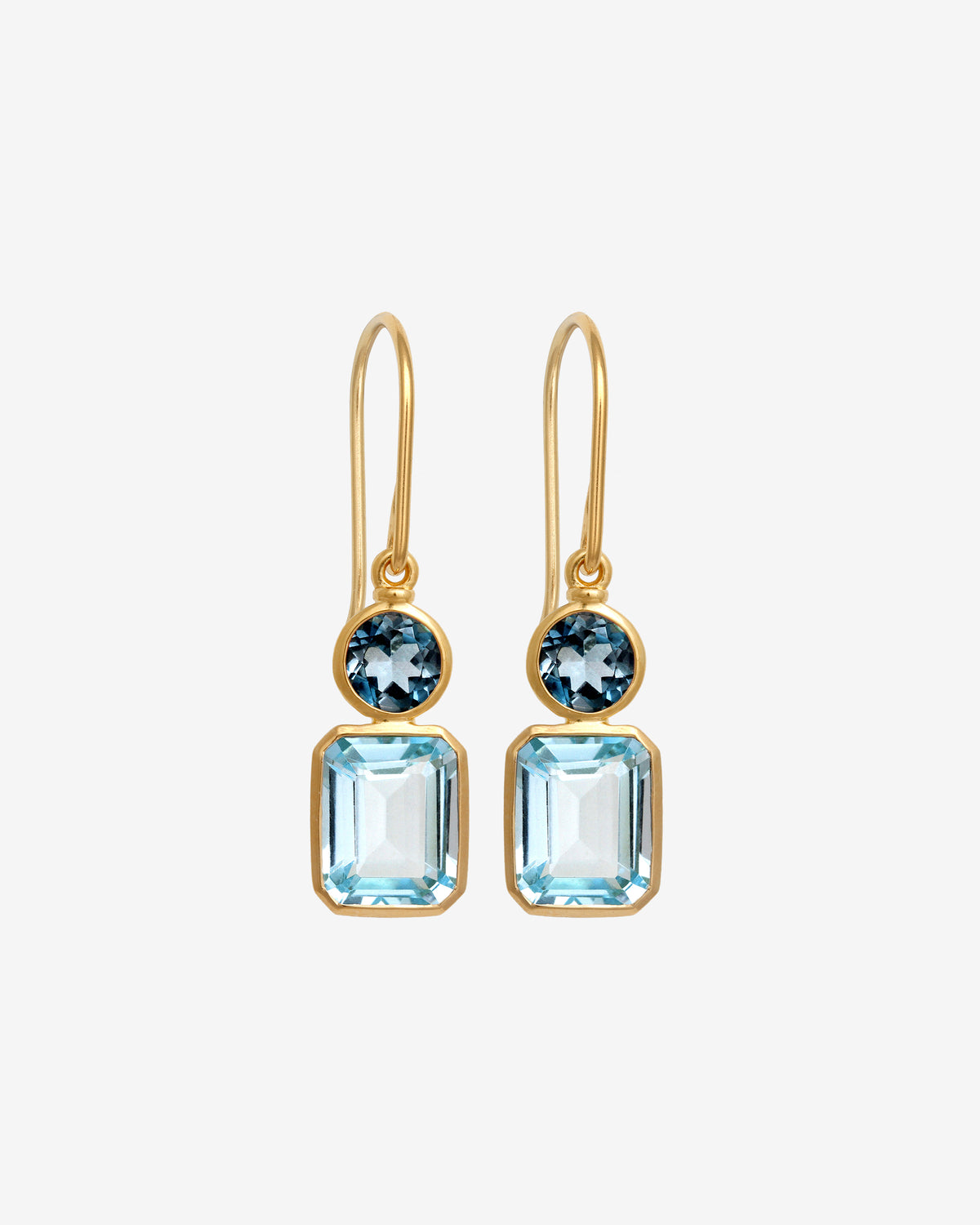 Aqua Earrings Gold Vermeil set with topaz