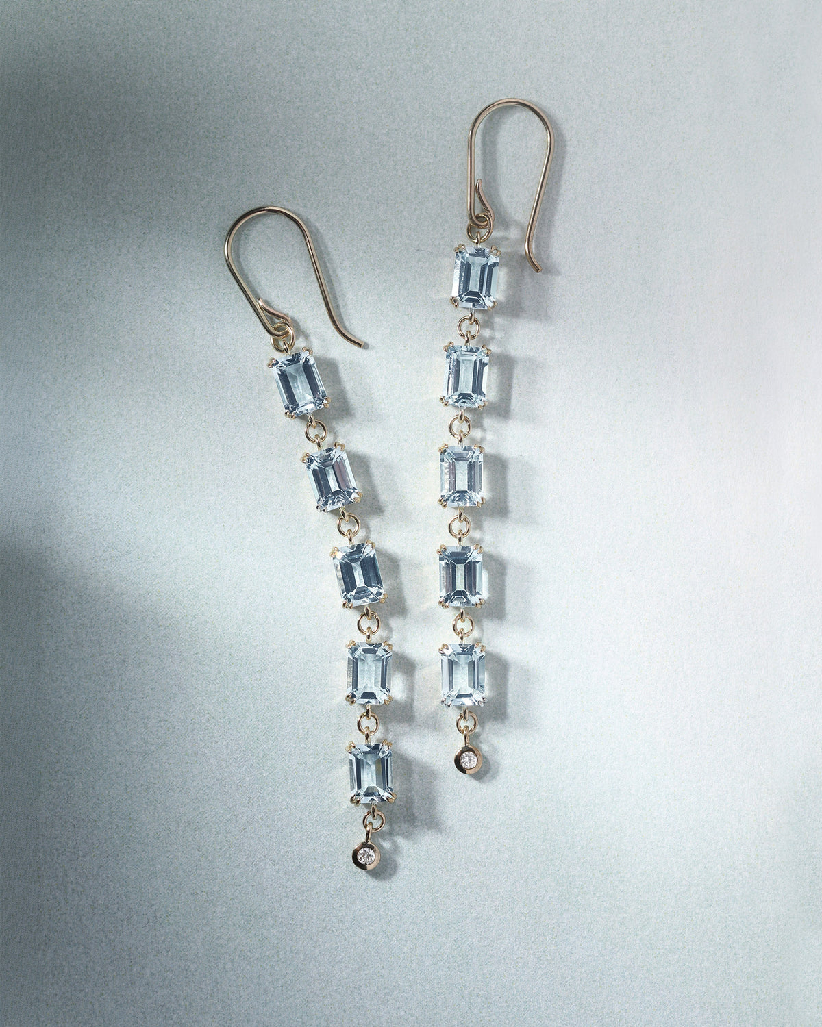Aria Aquamarine Earrings Solid Gold, flatlay