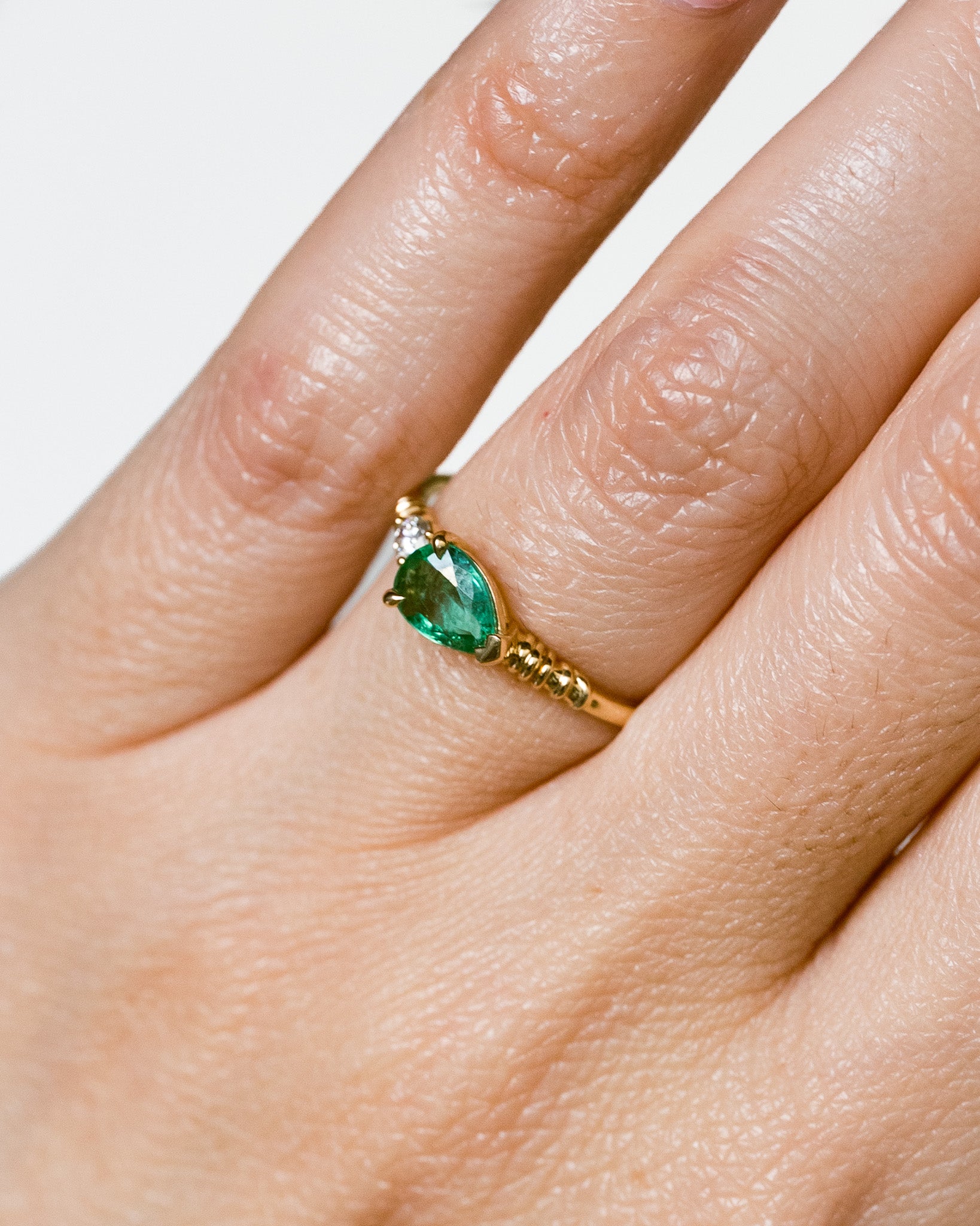 Ariel Ring Emerald Diamond Solid Gold