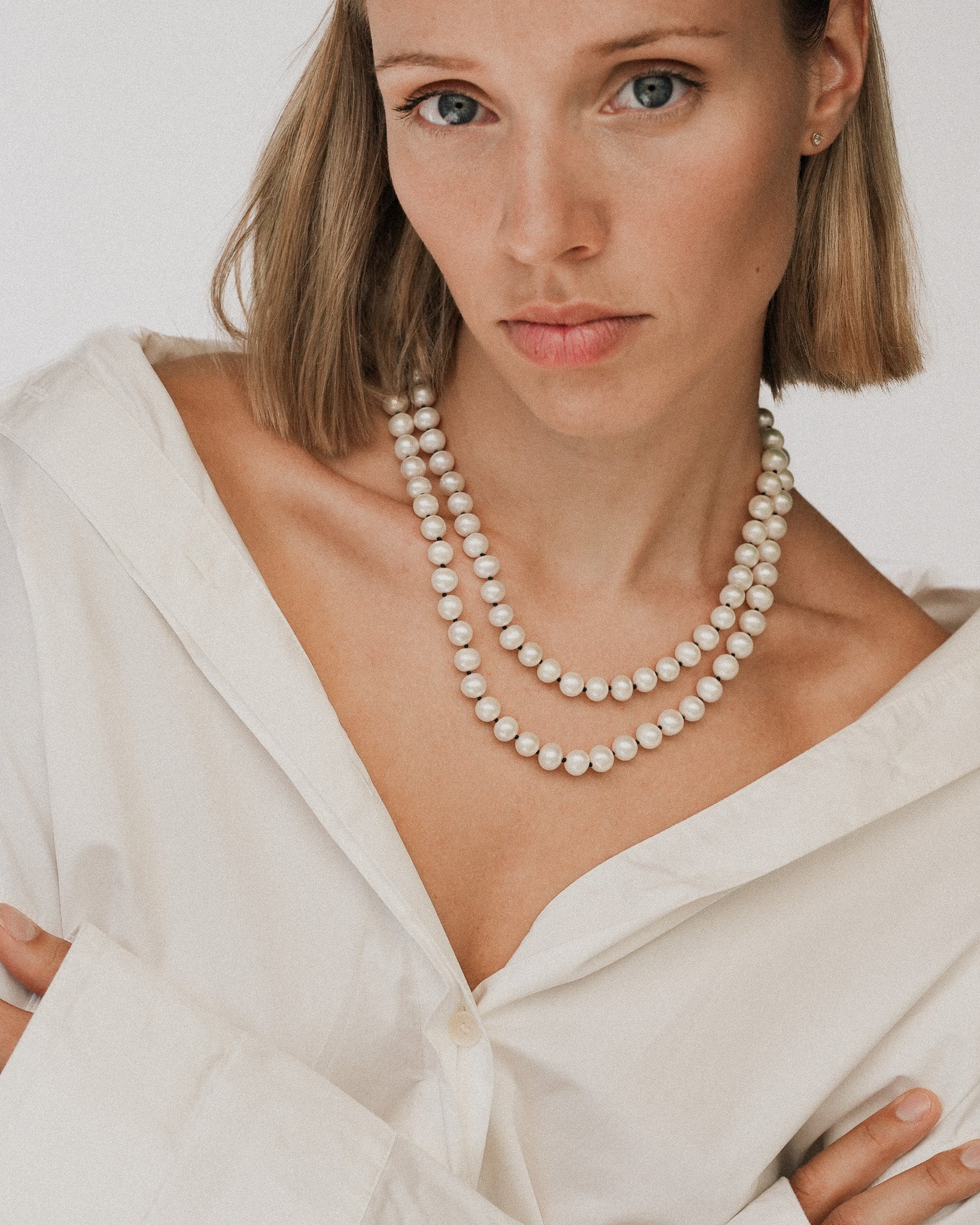 Aris Pearl Beaded Necklace Solid Gold
