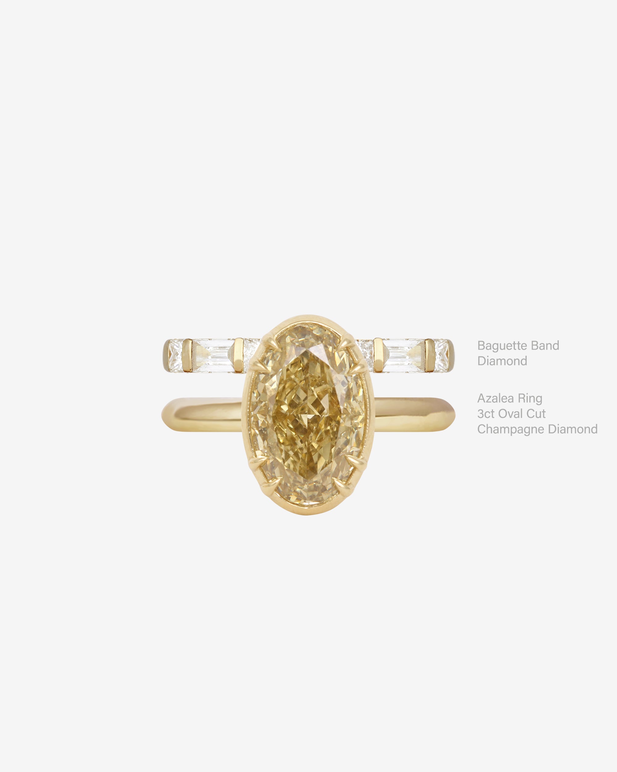 Azalea Ring 3ct Oval Cut Champagne Diamond Solid Gold