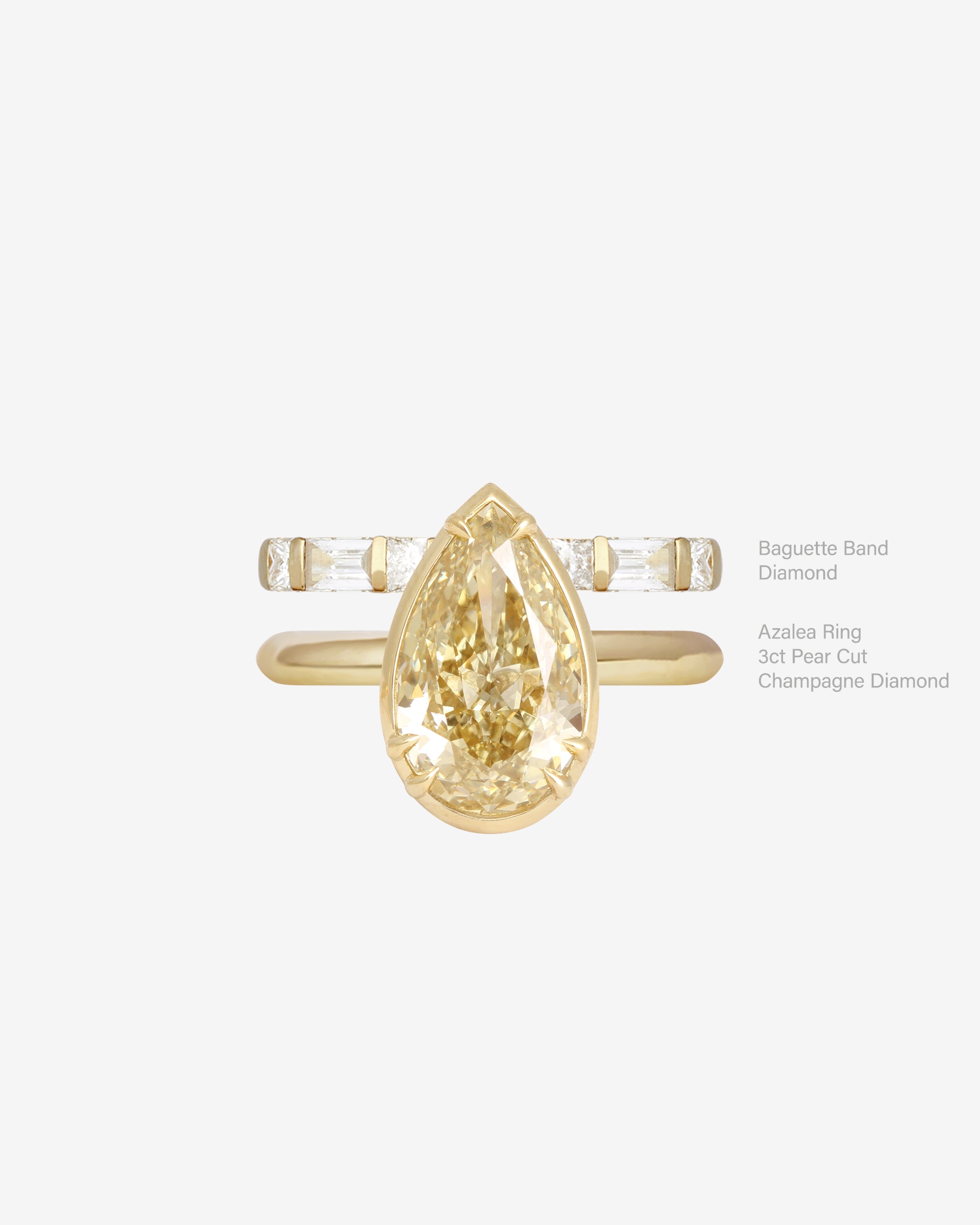 Azalea Ring 3ct Pear Cut Champagne Diamond Solid Gold