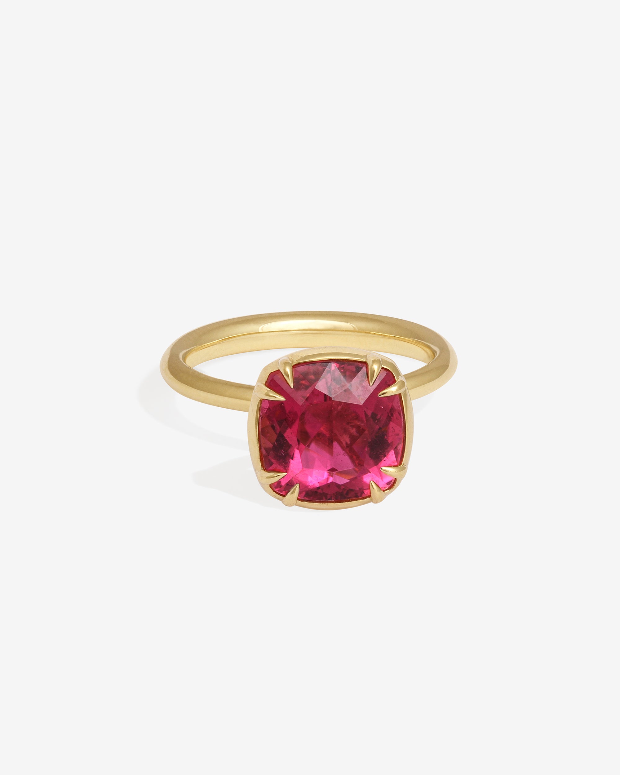 Azalea 4.2ct Rubellite Cushion Ring Solid Gold
