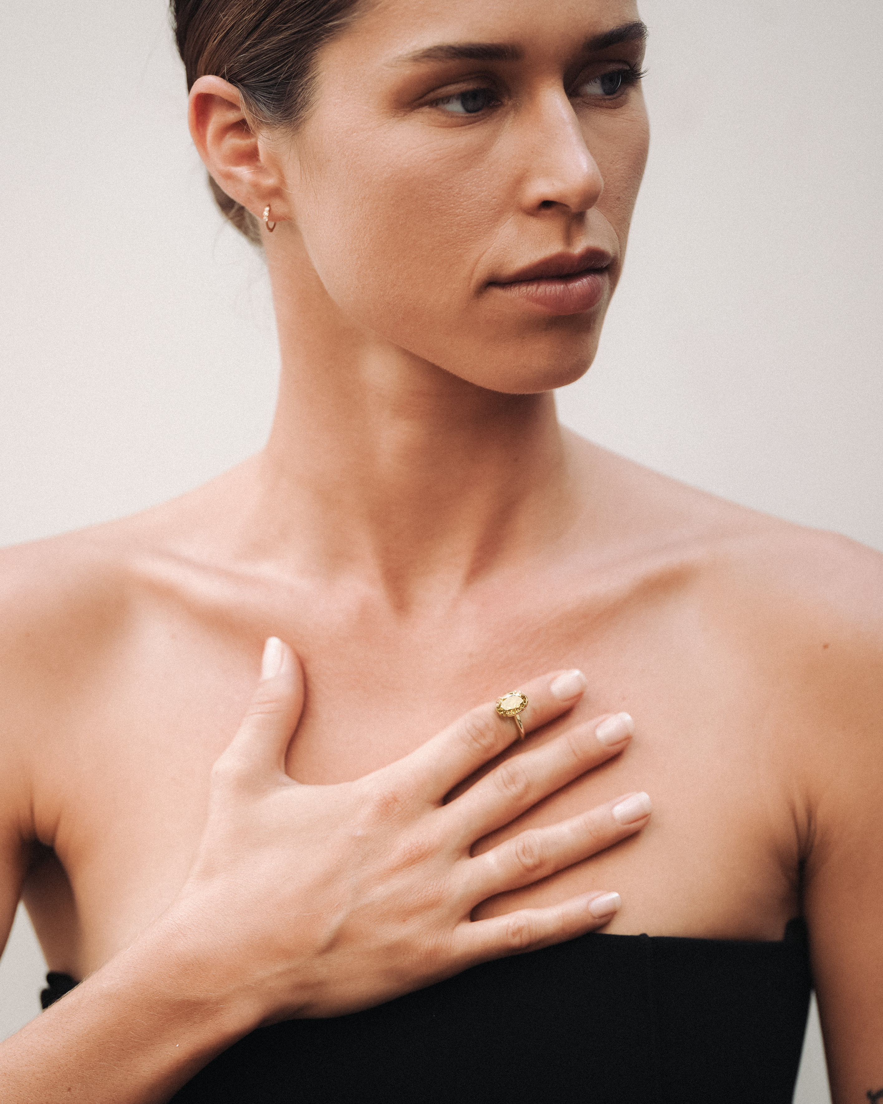 Azalea Ring 3ct Oval Cut Champagne Diamond Solid Gold