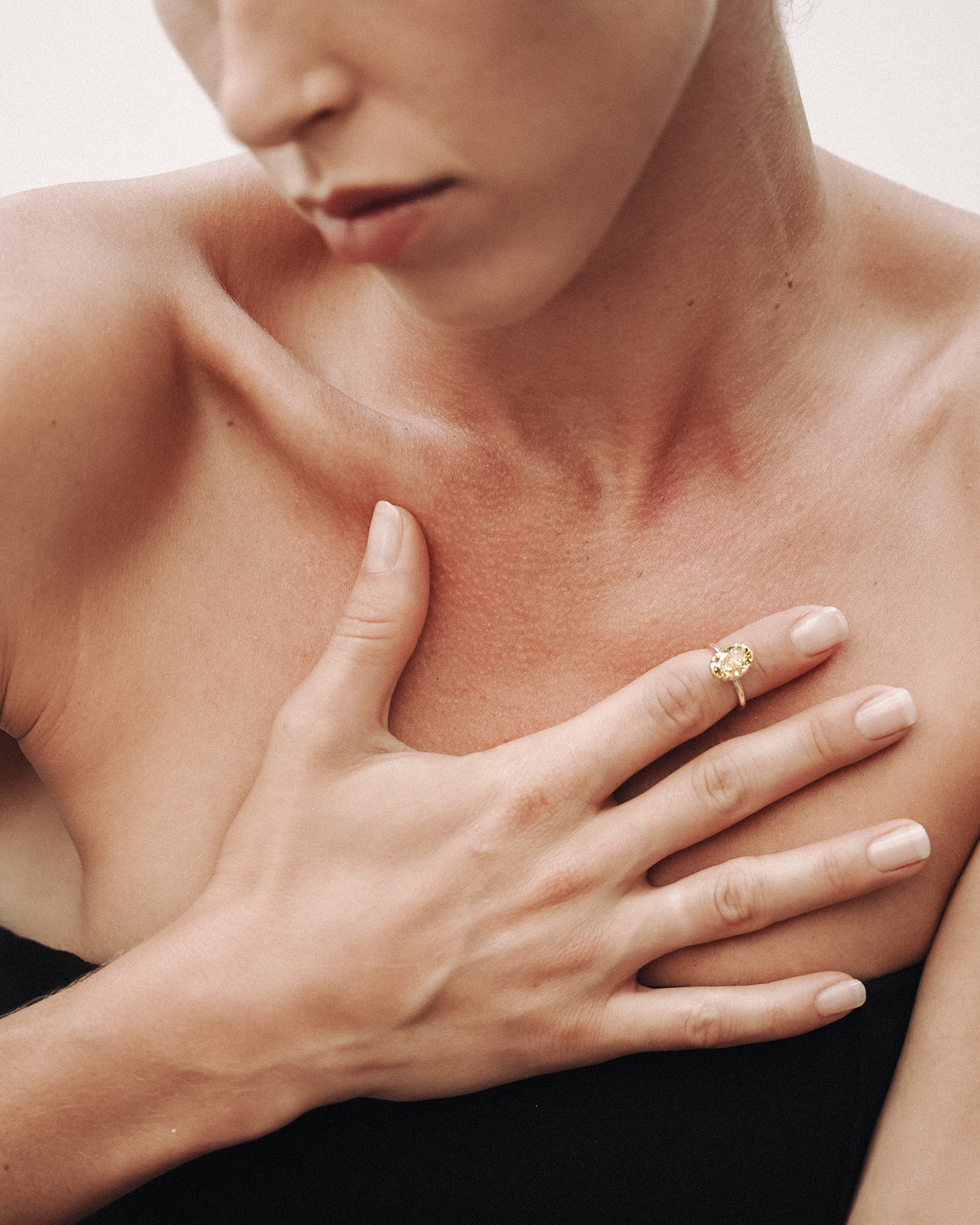 Azalea Ring 3ct Oval Cut Champagne Diamond Solid Gold