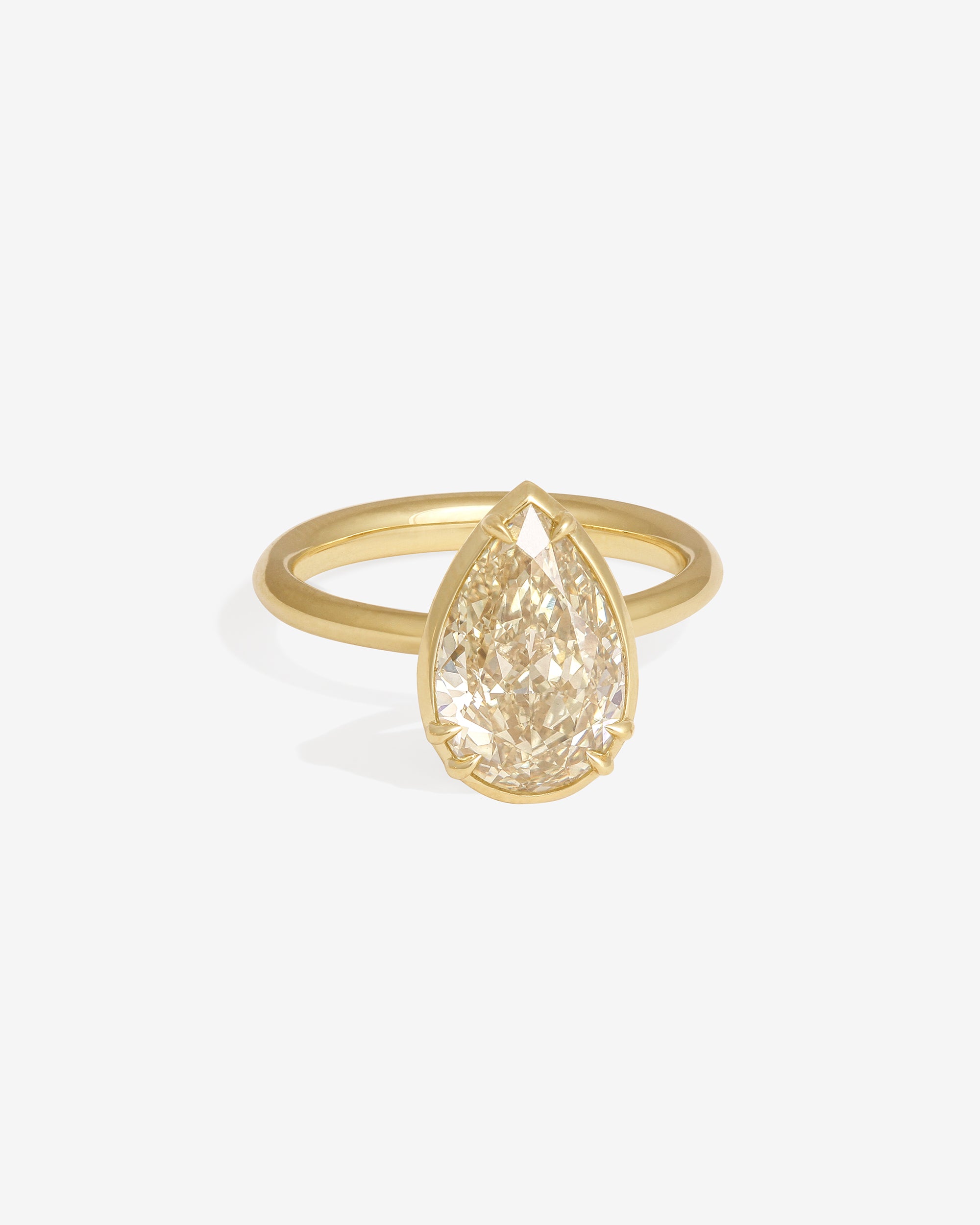 Azalea Ring 3ct Pear Cut Champagne Diamond Solid Gold