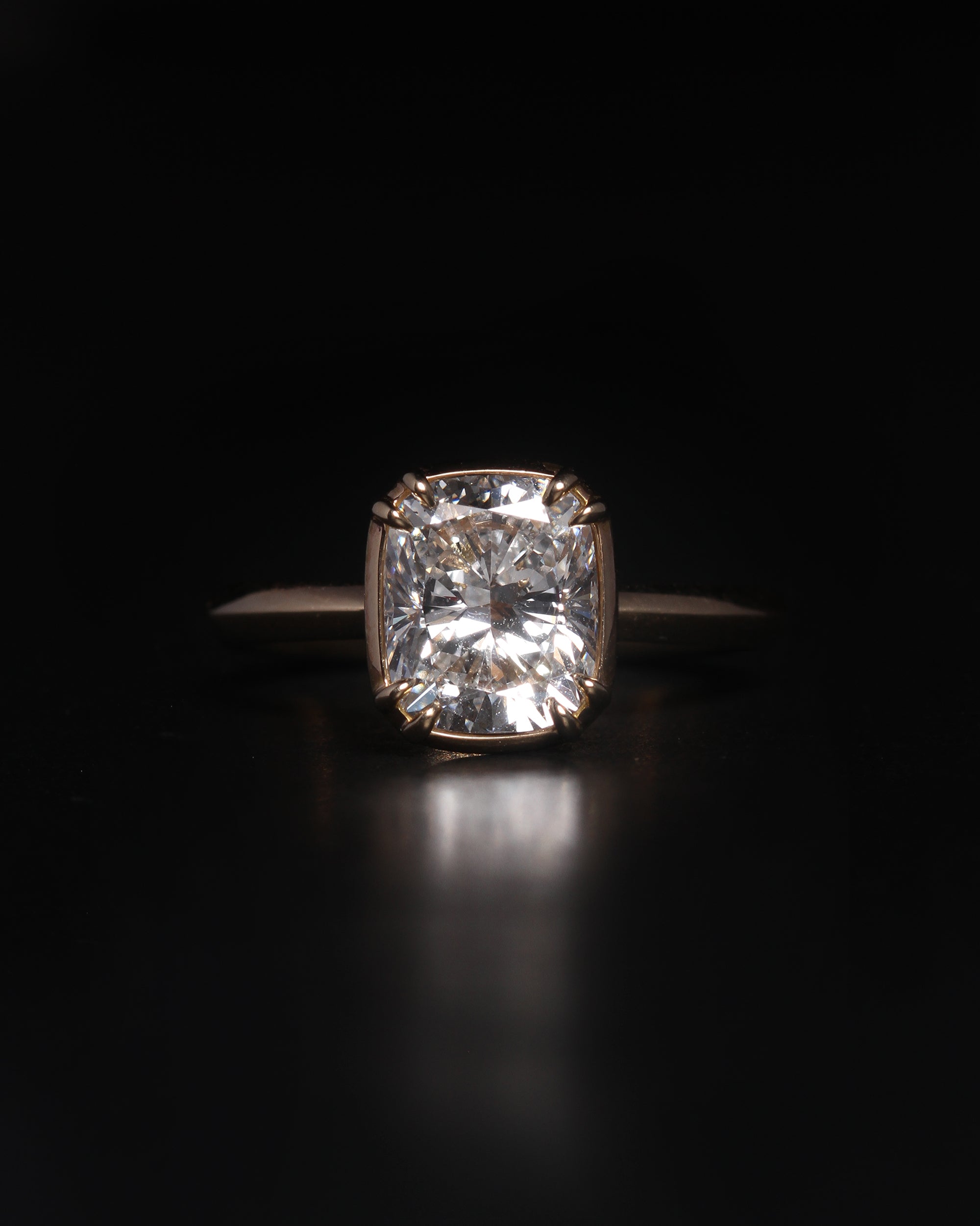 Azalea Ring Cushion Cut Diamond Solid Gold