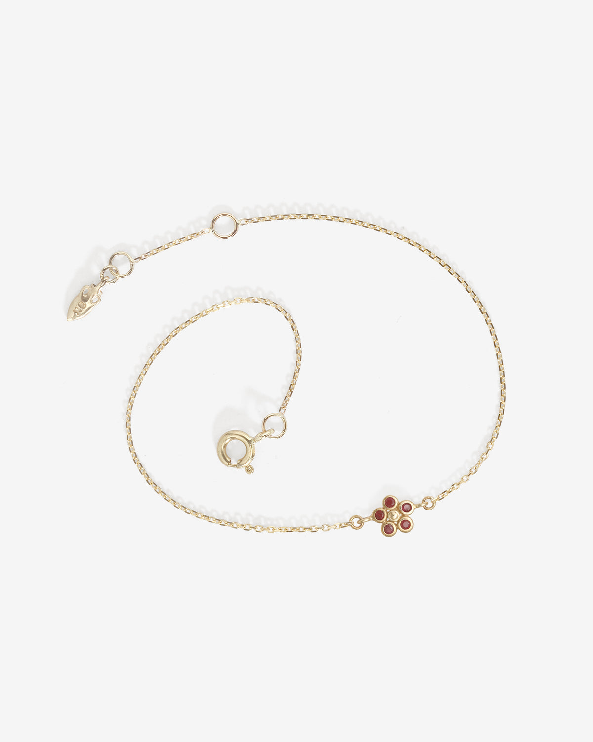 Daisy Ruby Bracelet Solid Gold, top down