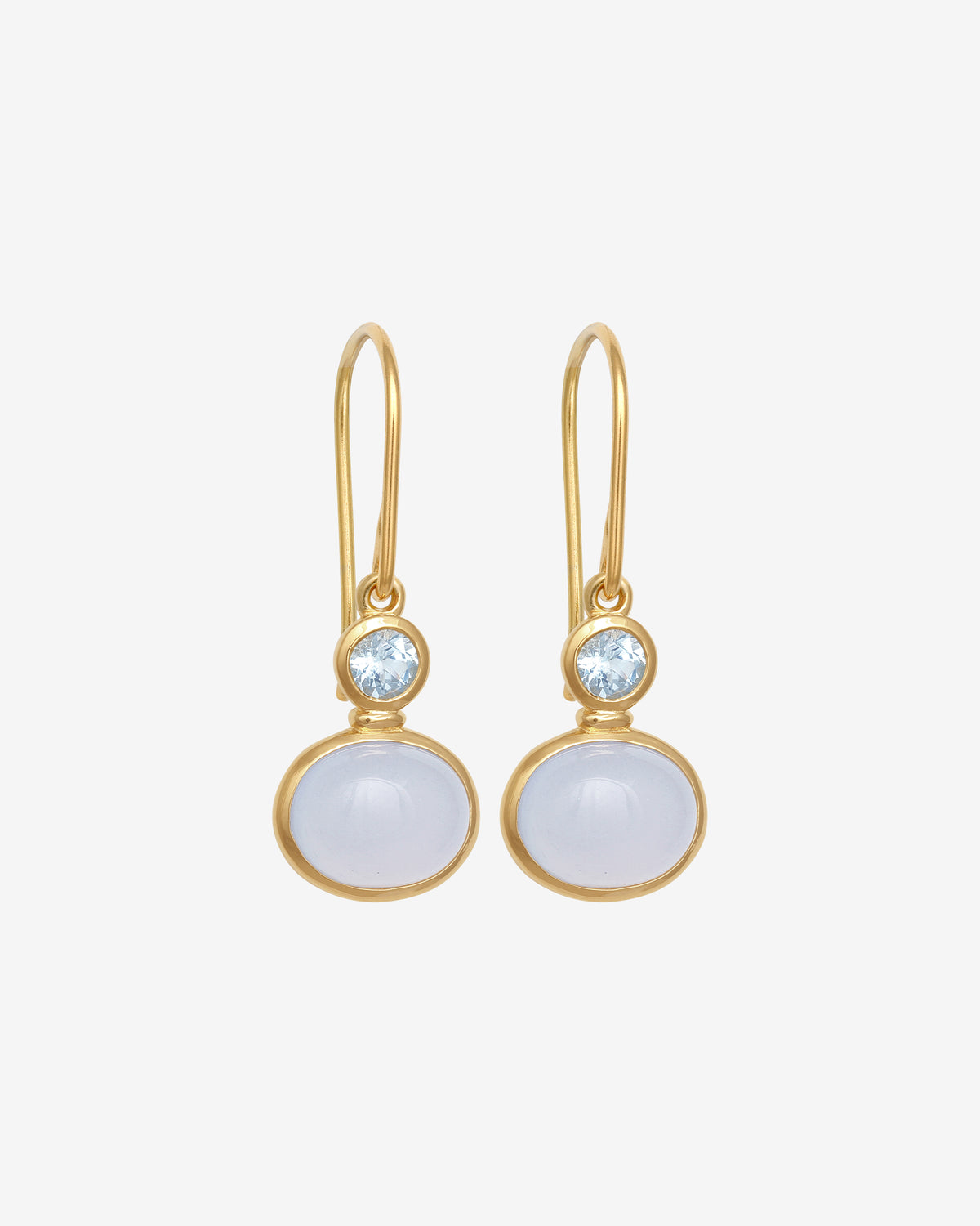 Ether Earrings Gold Vermeil set with topaz and chalcedony