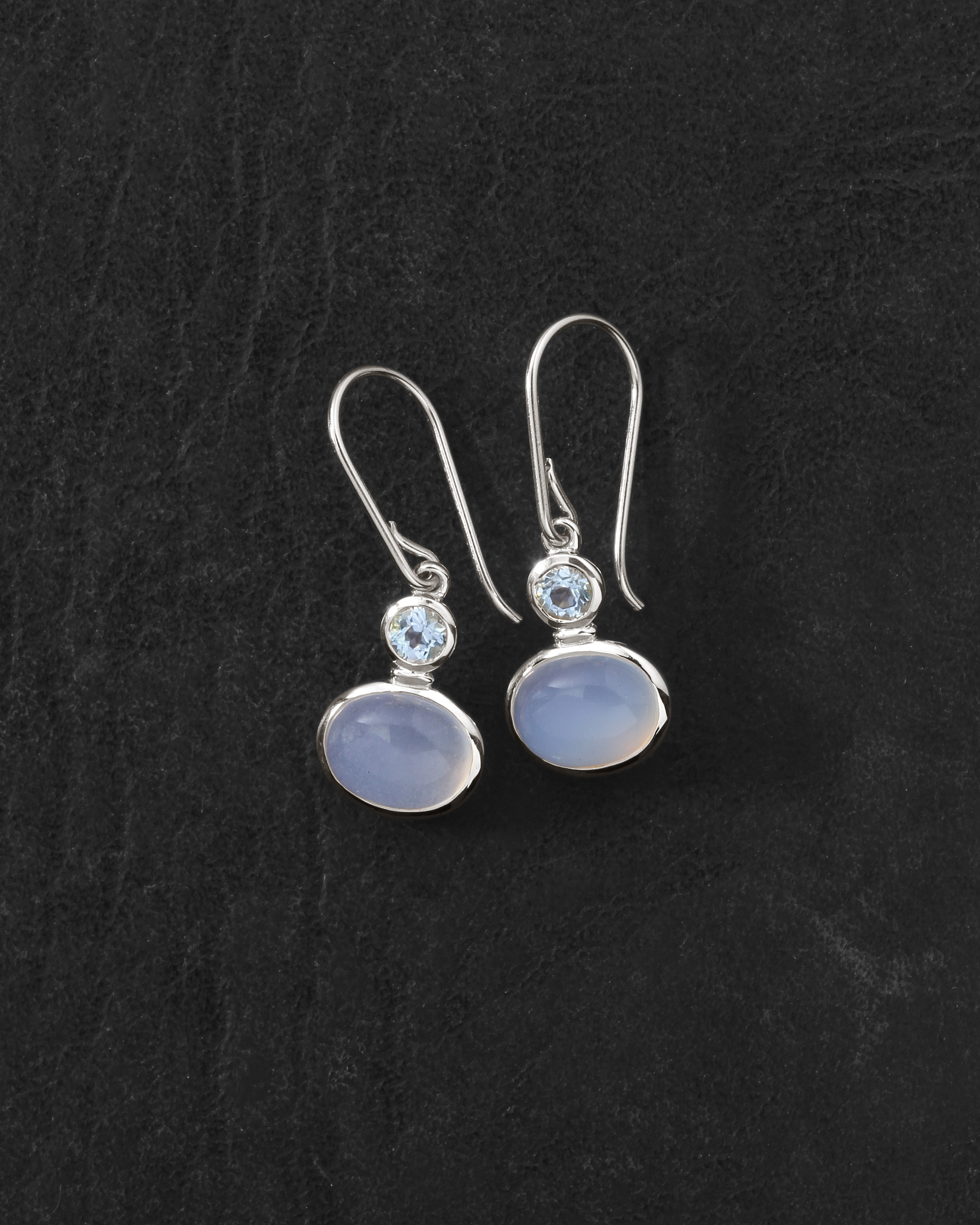 Ether Earrings Silver on dark leather