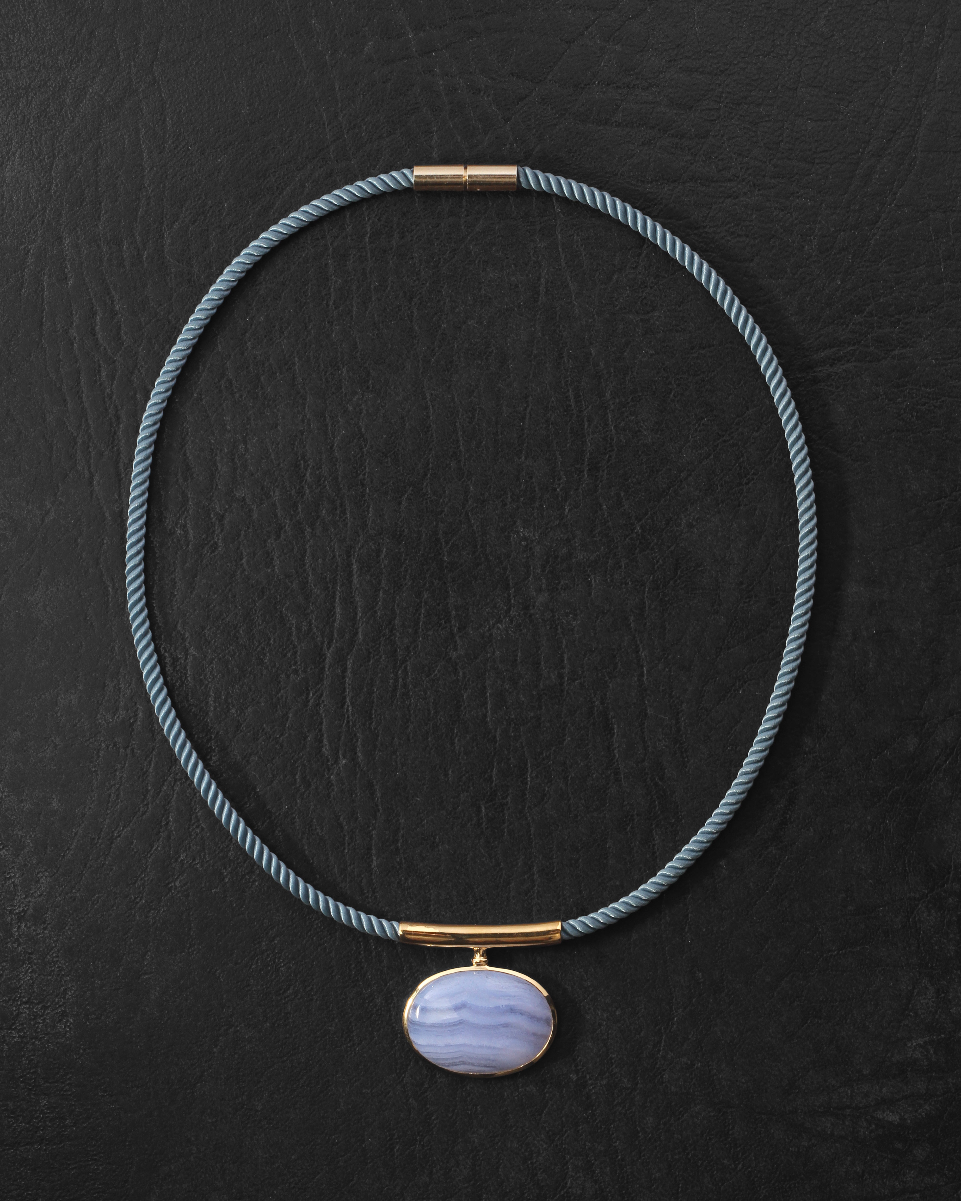 Ether Necklace Gold Vermeil on dark leather