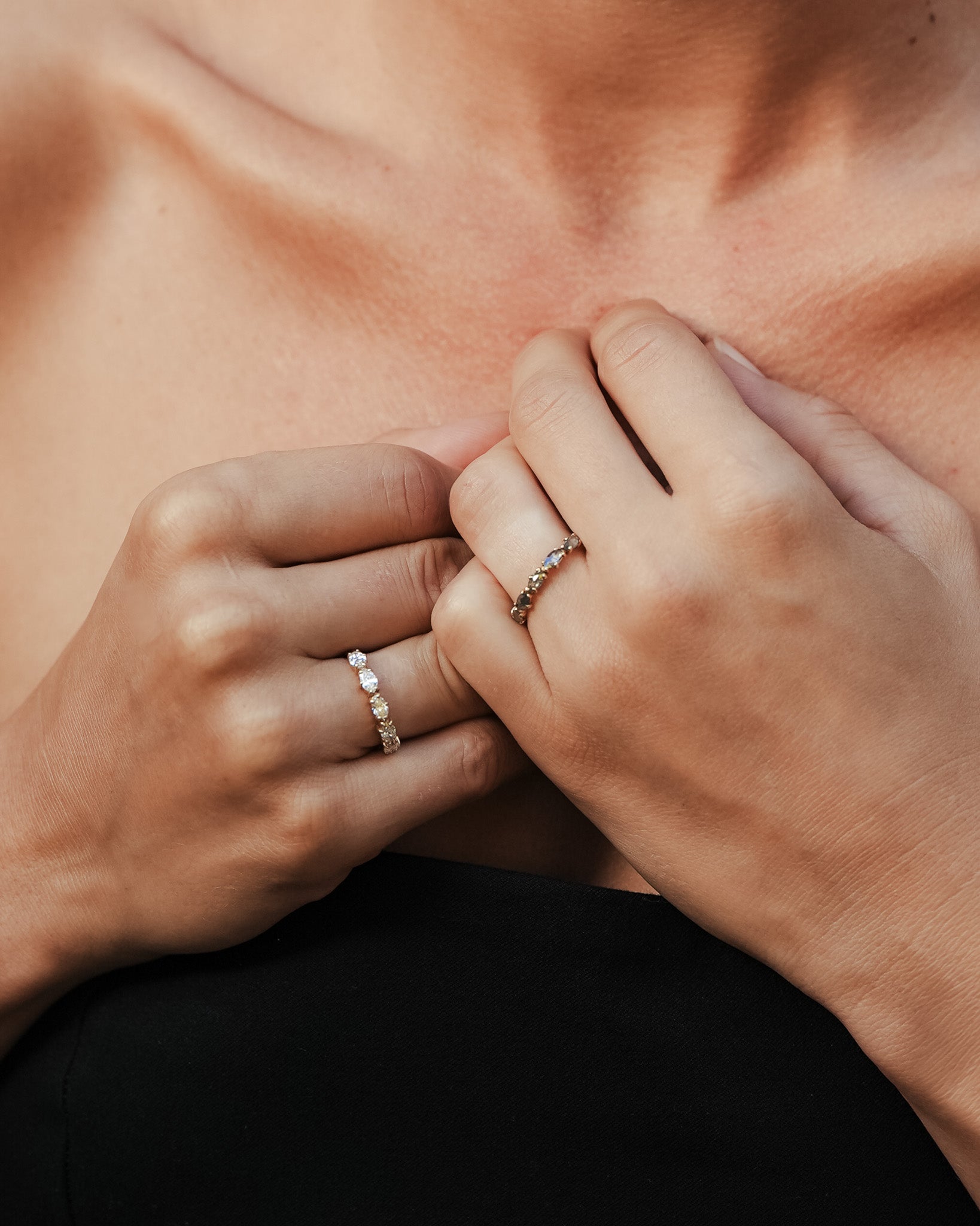 Love Knot Ring Salt and Pepper Diamond Solid Gold