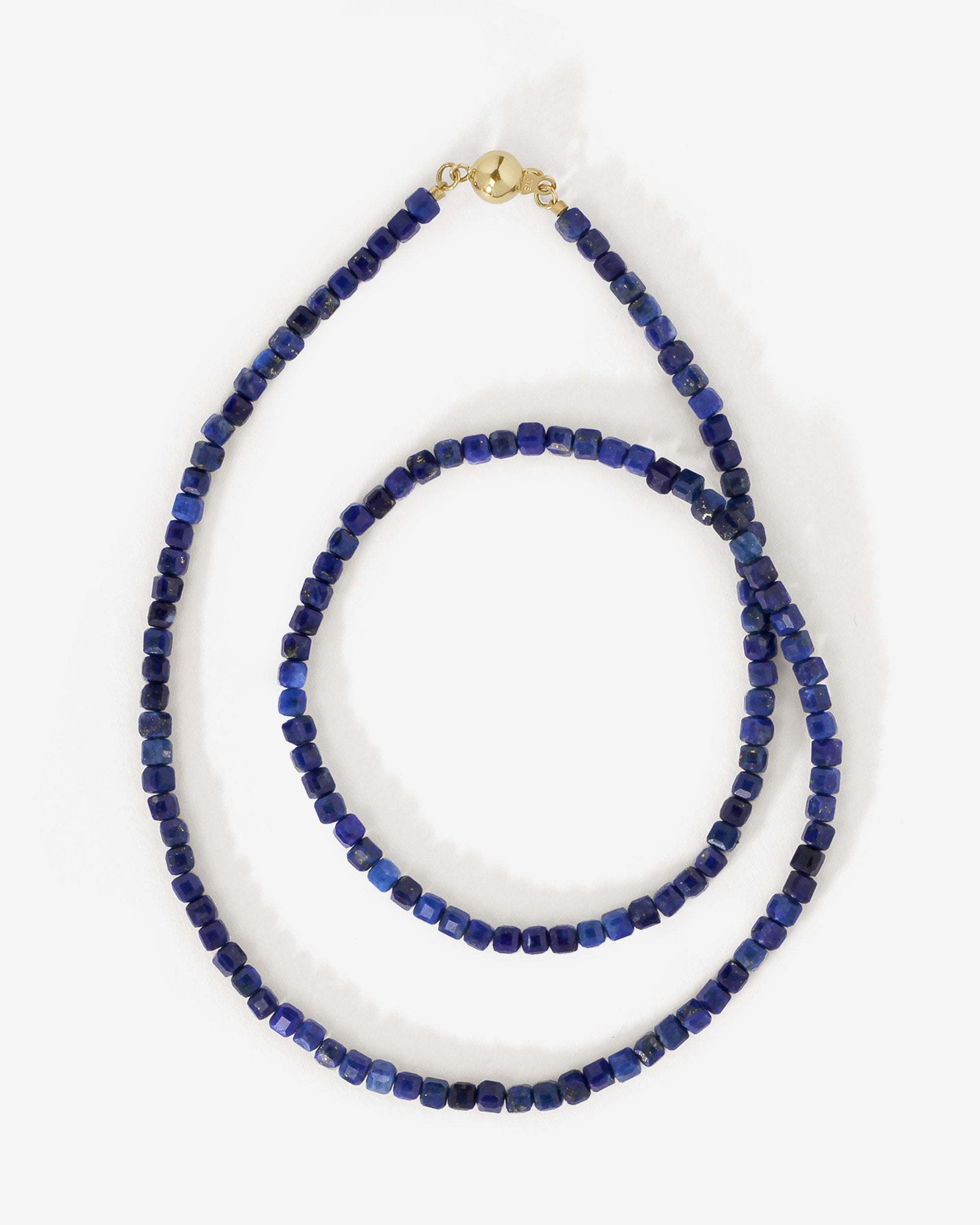 Lucien Lapis Bead Necklace Solid Gold