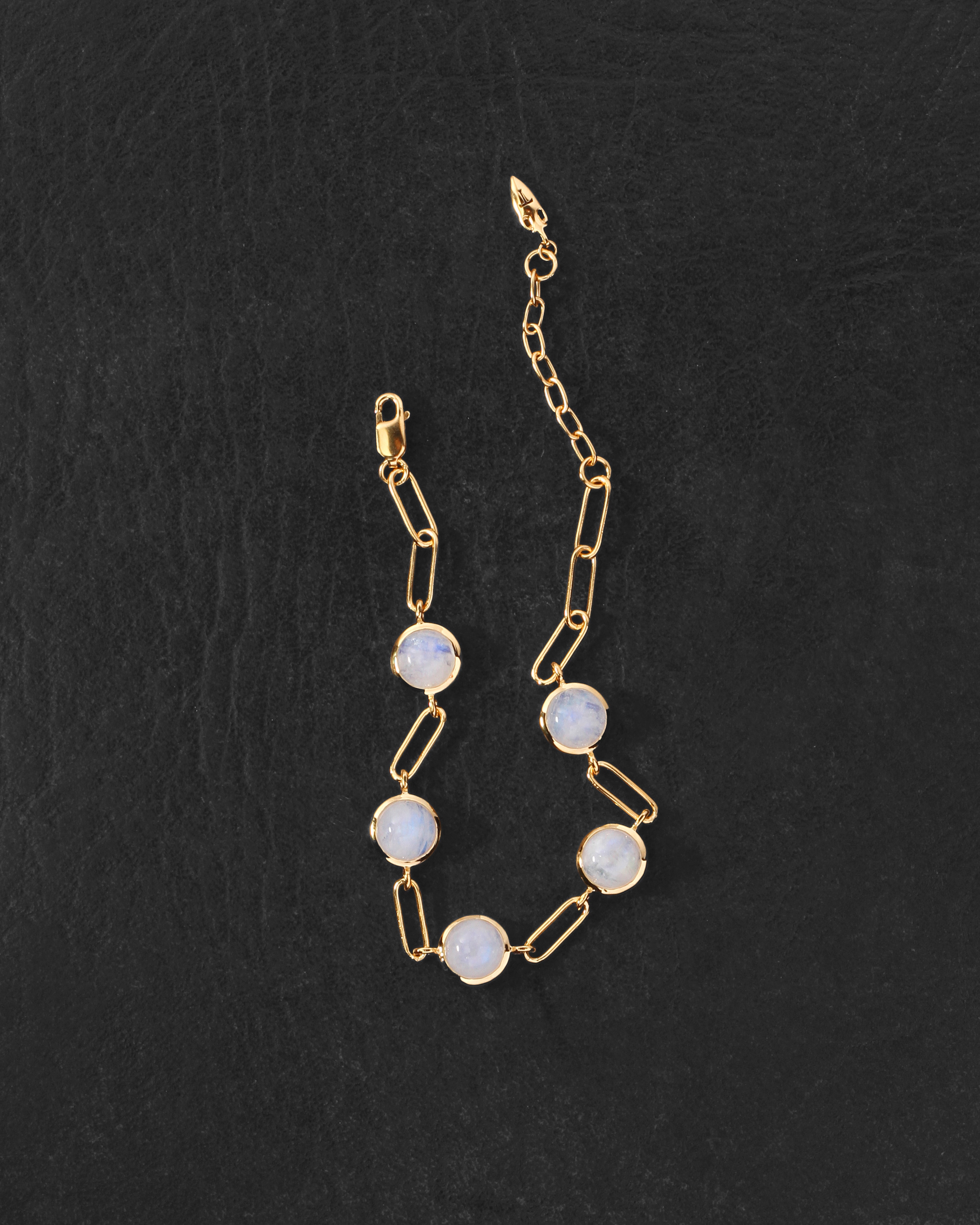 Lumi Bracelet Gold Vermeil on dark leather