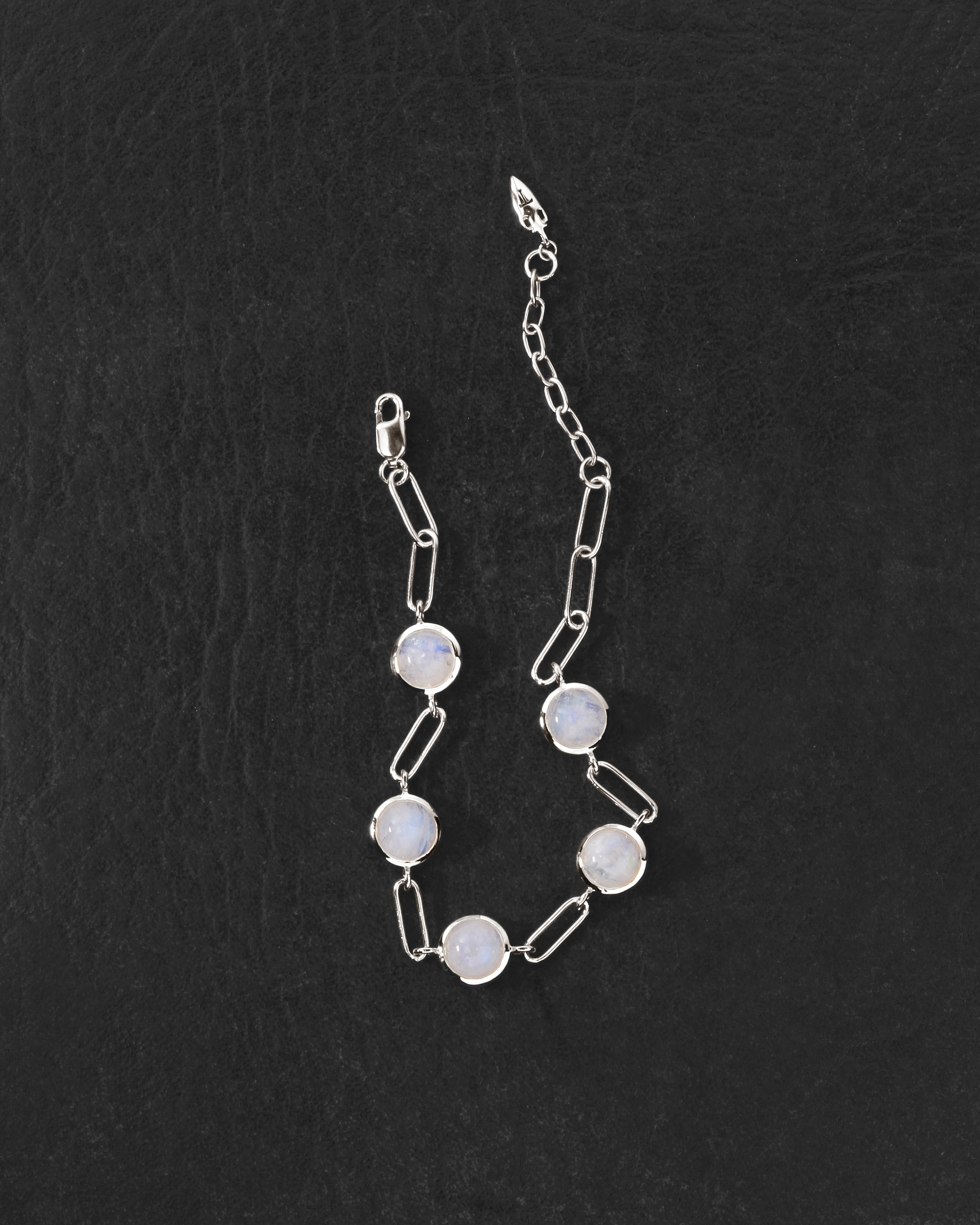 Lumi Bracelet Silver on dark leather