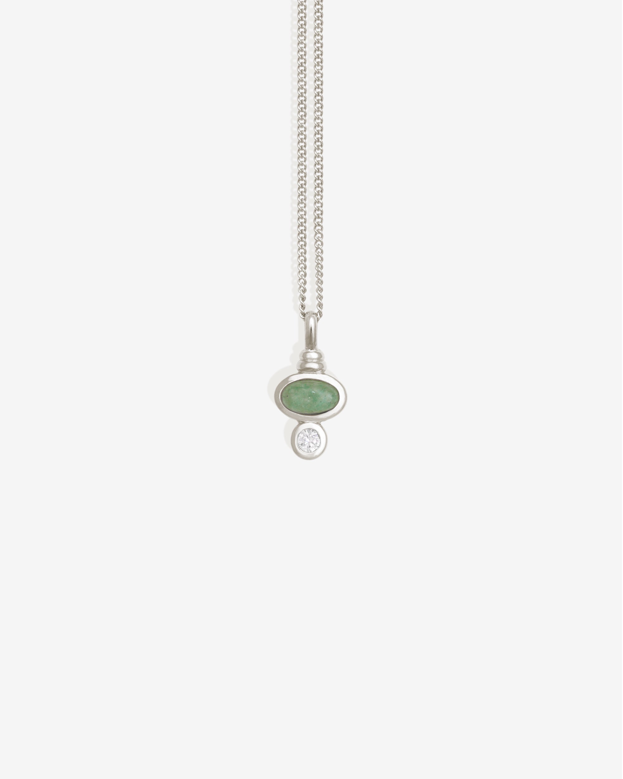 Ma Necklace Silver set with aventurine and zircon