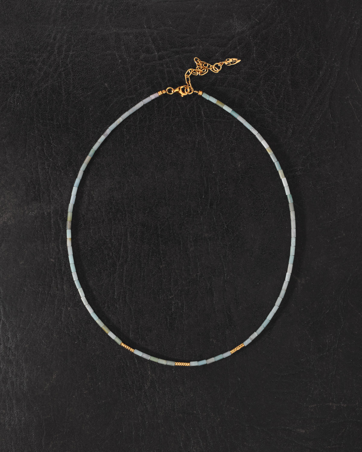 Mare Necklace Gold Vermeil on black leather