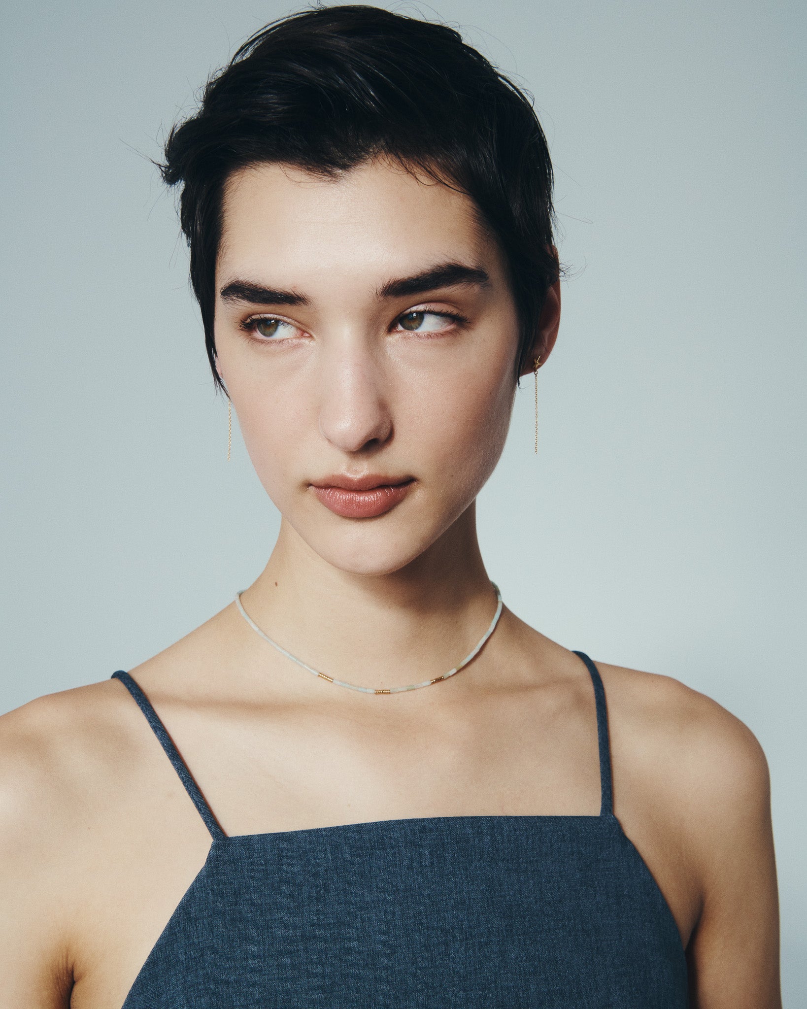 Mare Necklace and Seba Stud Earrings in Gold Vermeil, worn