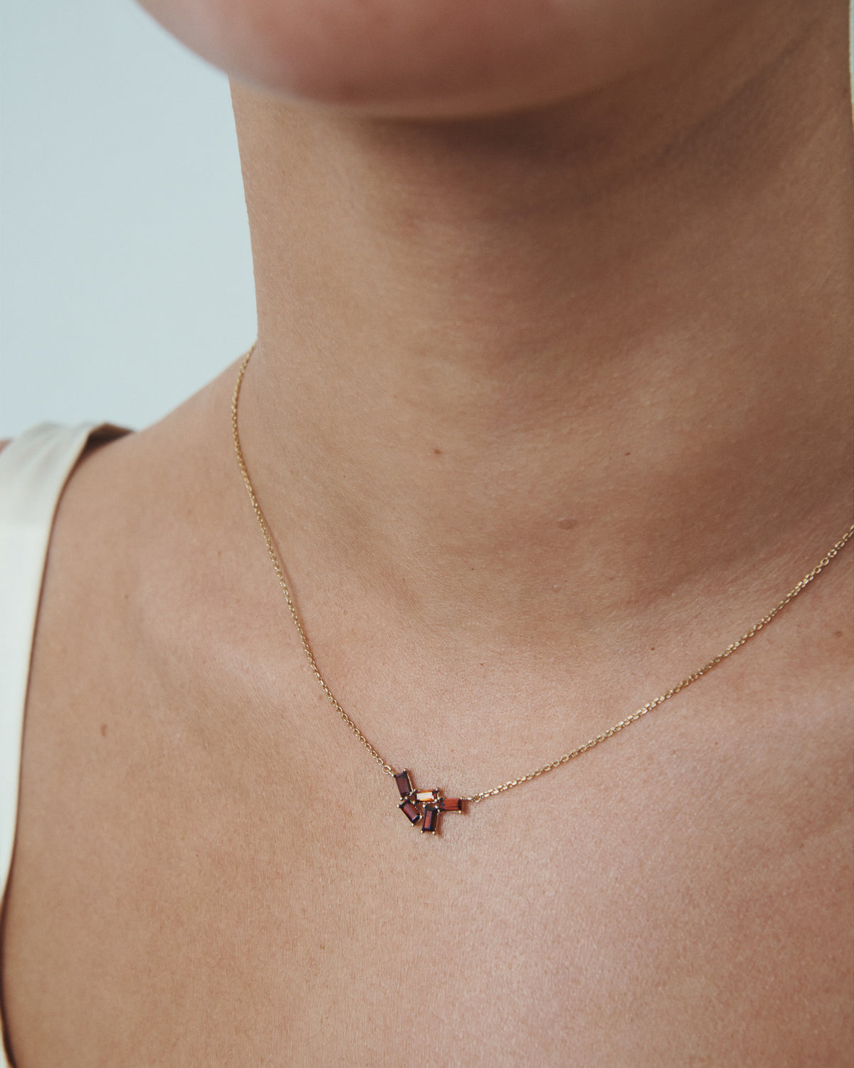 Monti Garnet Necklace Solid Gold, worn