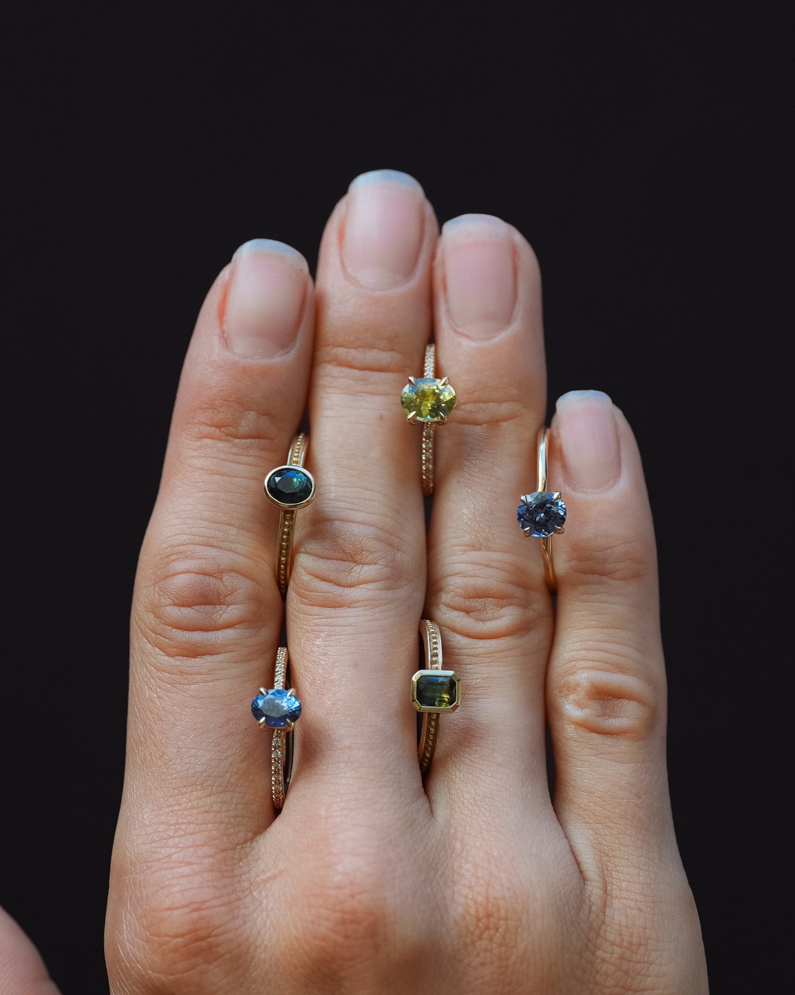 Adama Oval Ring 1.22ct Lime Sapphire Diamond Solid Gold