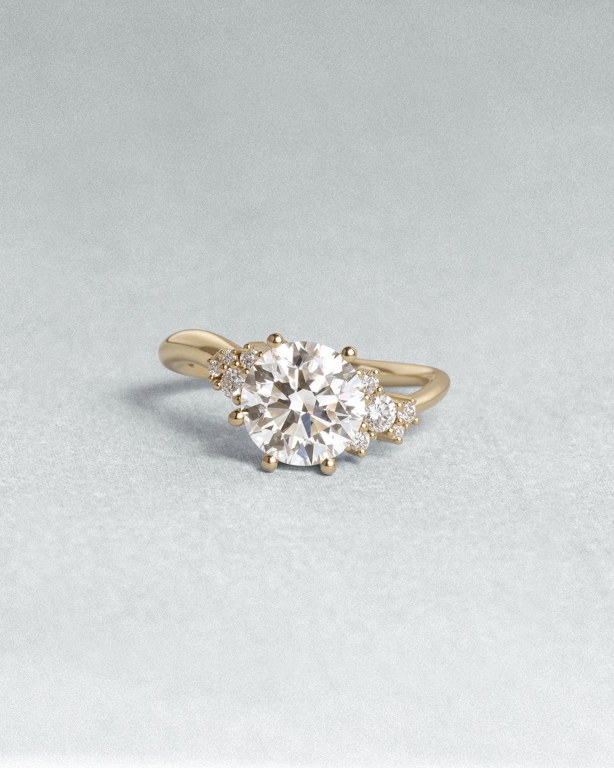Rae Diamond Cluster Ring Solid Gold, flatlay