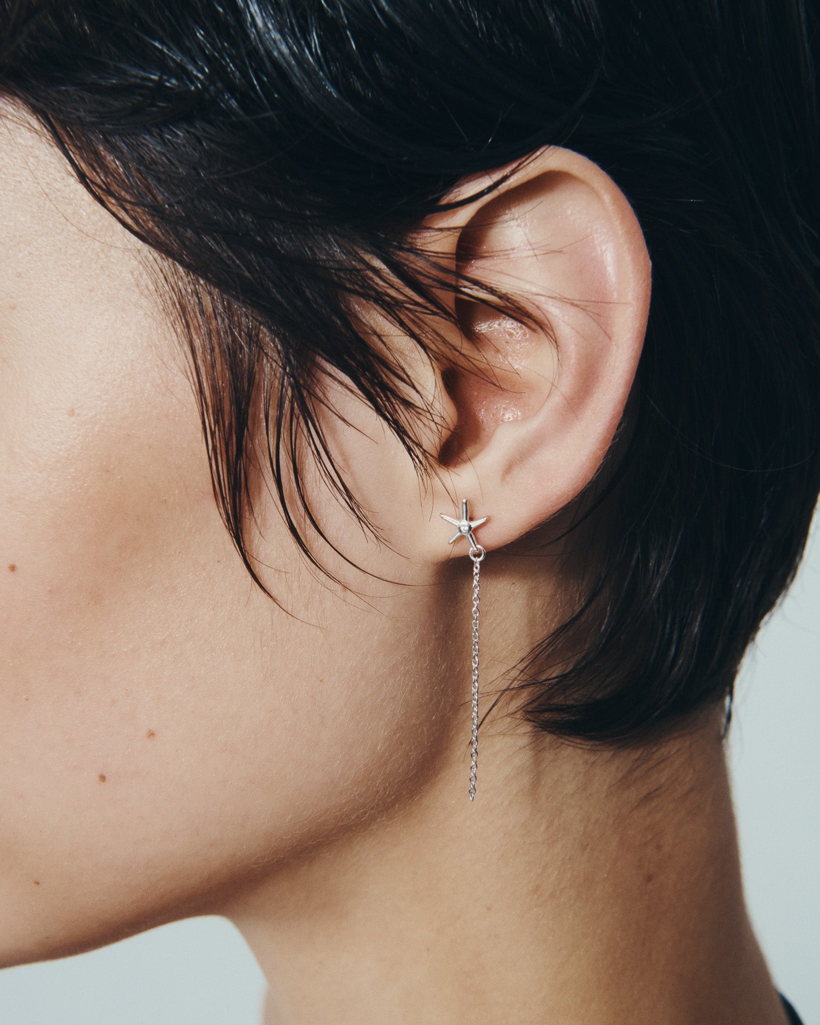 Seba Stud Earrings Silver, worn