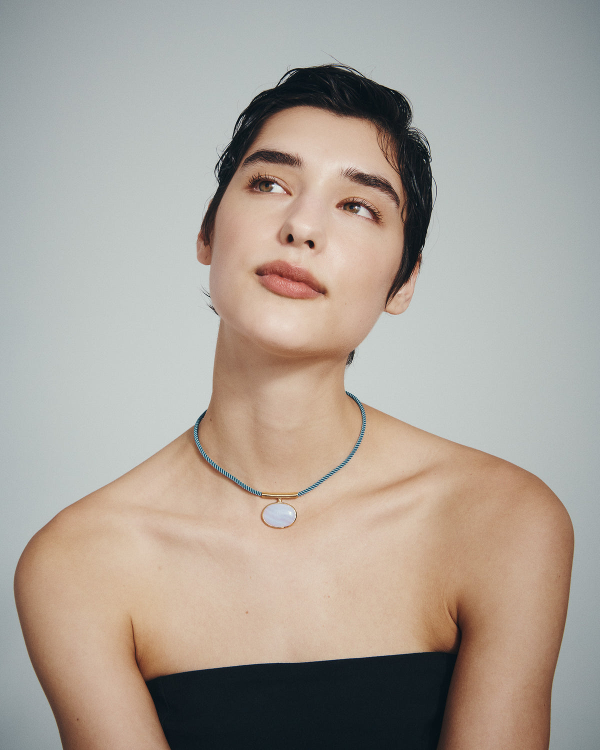 Ether Necklace Gold Vermeil, worn