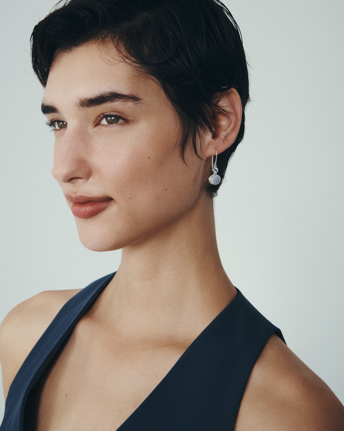 Ether Earrings Silver, worn