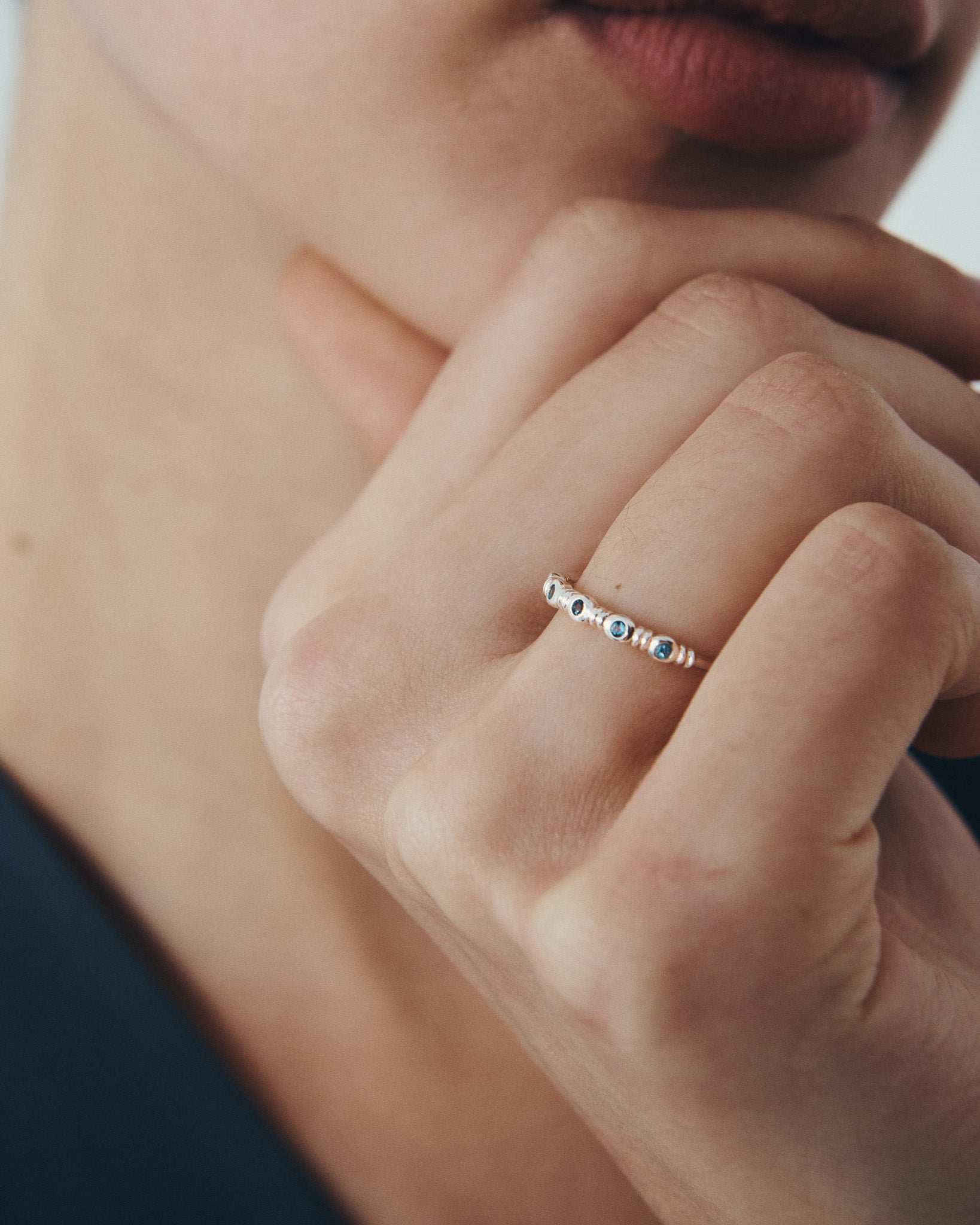 Aqua Ring Silver, worn